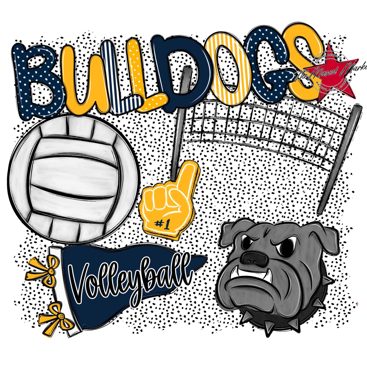 Bulldogs Volleyball Spirit-Navy & Yellow