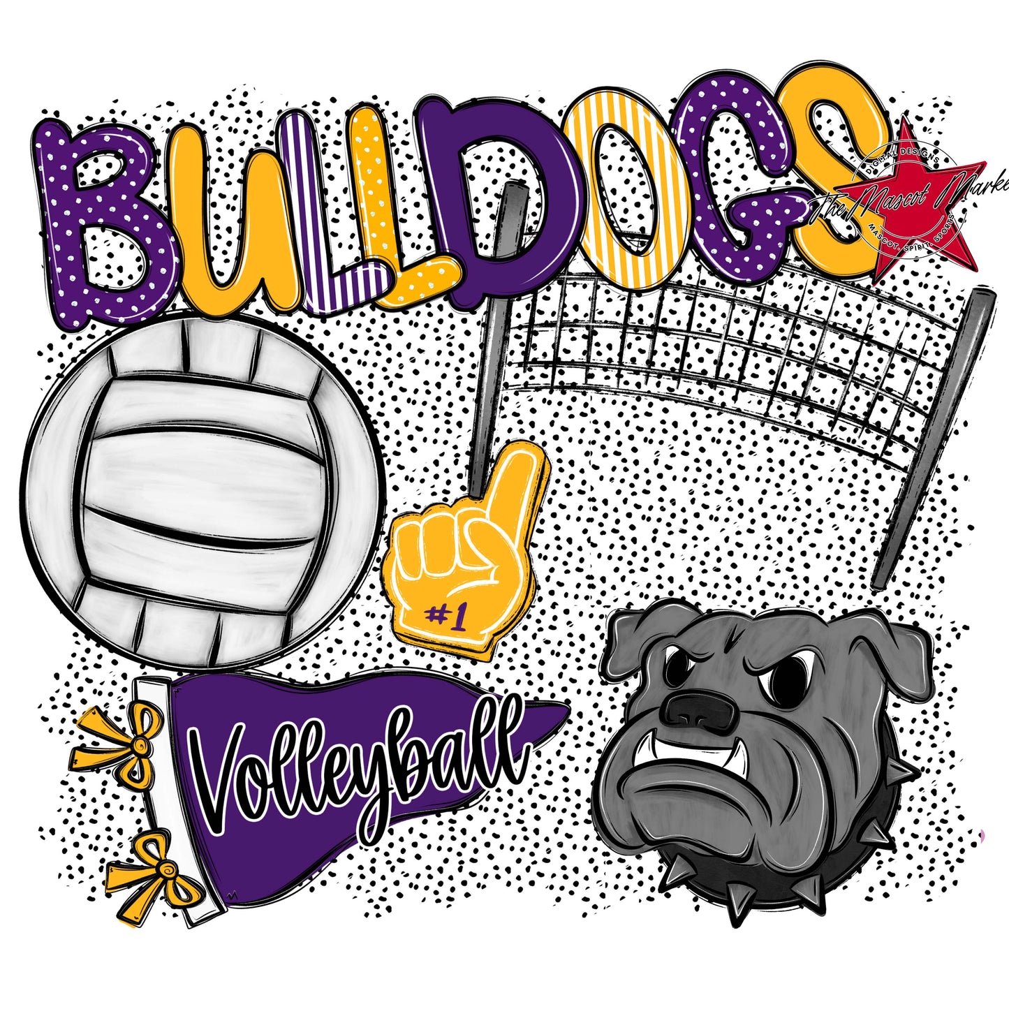 Bulldogs Volleyball Spirit-Purple & Yellow