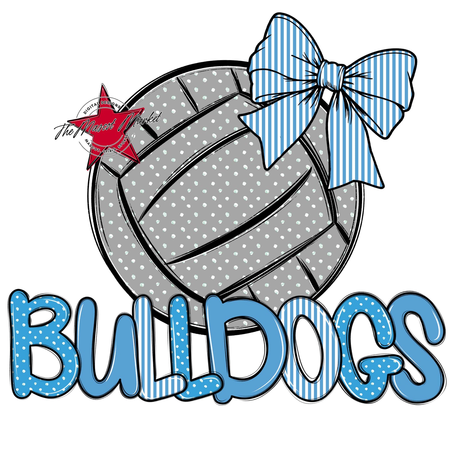 Bulldogs Volleyball Spirit Design-Carolina Blue