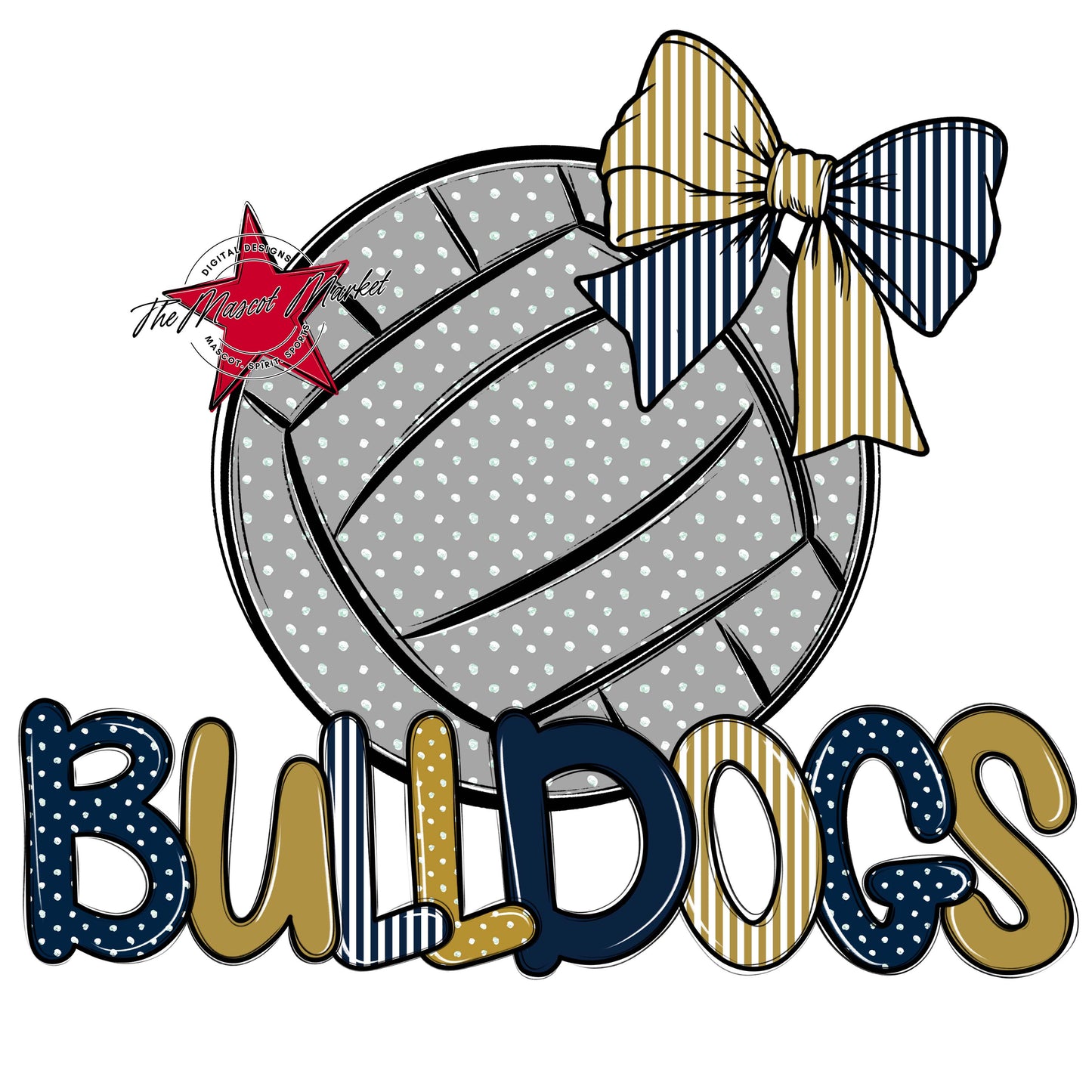 Bulldogs Volleyball Spirit Design-Navy & Gold