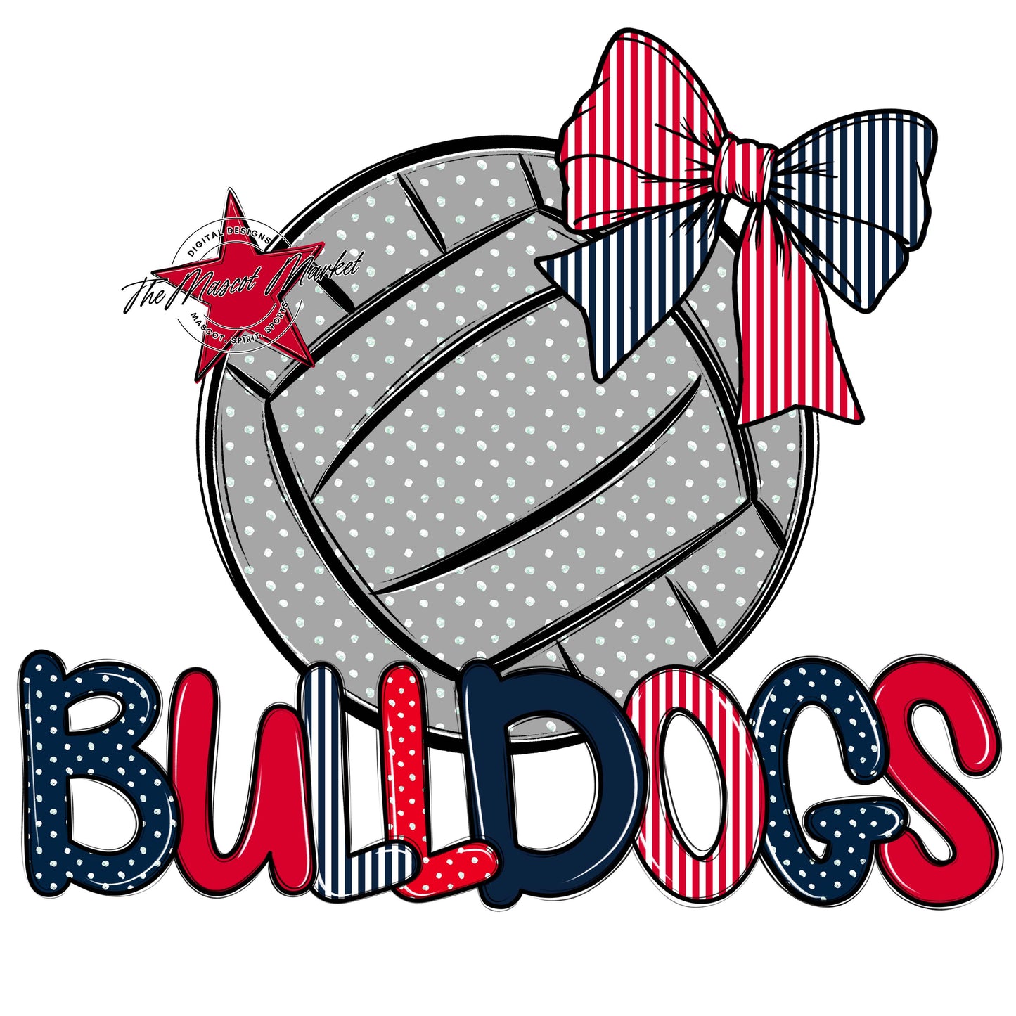 Bulldogs Volleyball Spirit Design-Navy & Red