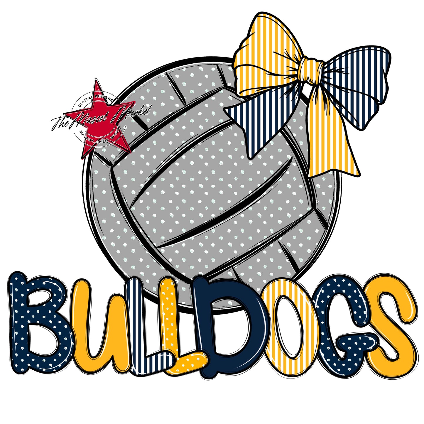 Bulldogs Volleyball Spirit Design-Navy & Yellow