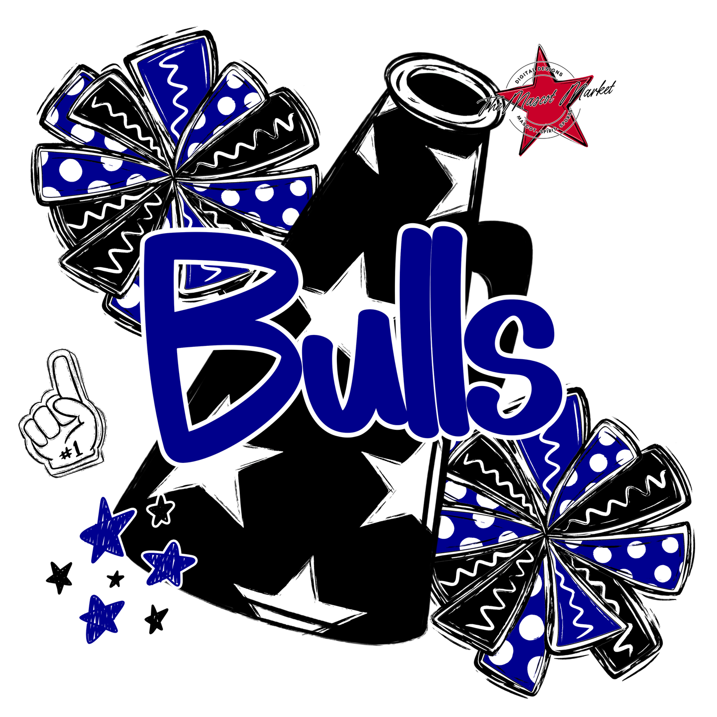 Bulls Alpha Megaphone Design-Blue
