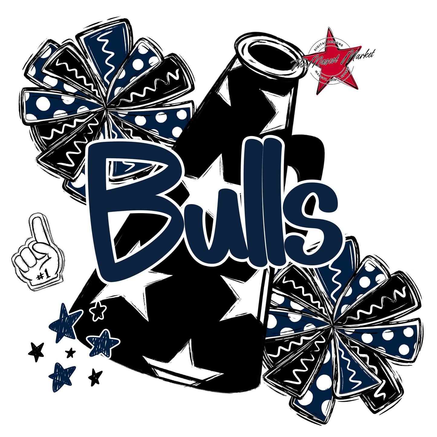 Bulls Alpha Megaphone Design-Navy