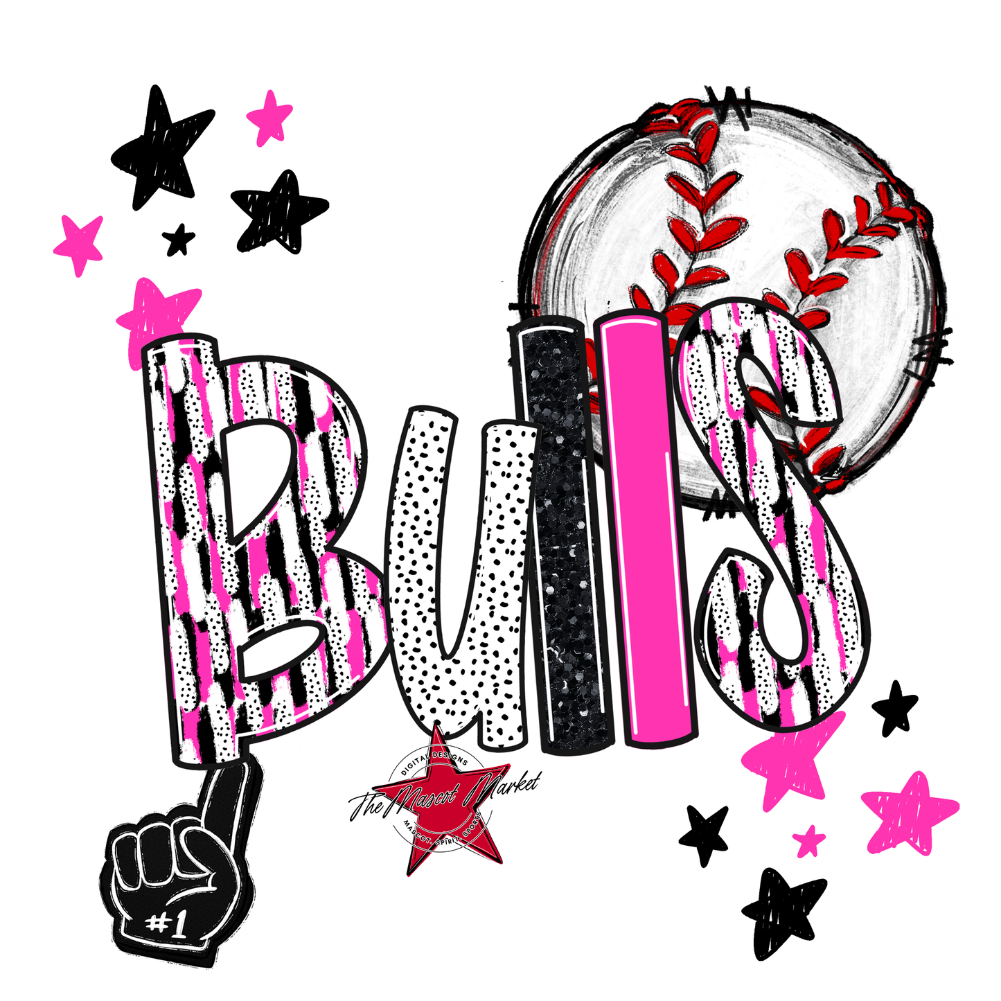 Bulls Baseball Scrape-Pink