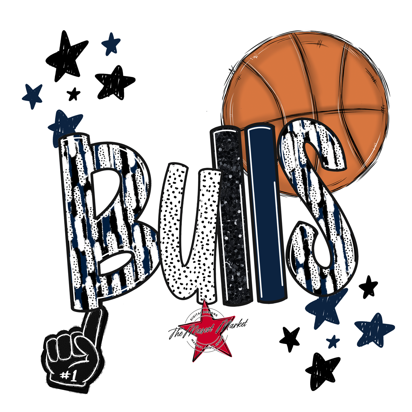 Bulls Basketball Scrape-Navy