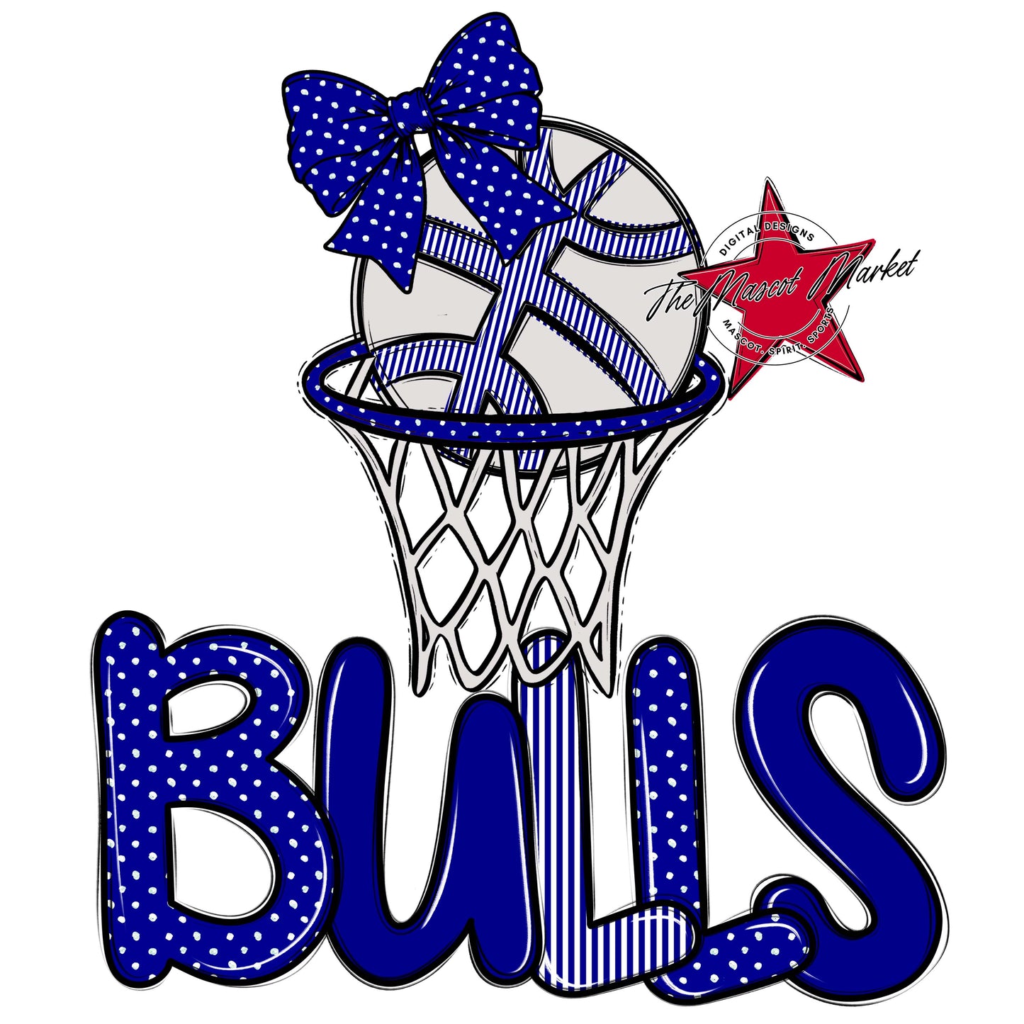 Bulls Basketball Spirit Design-Blue