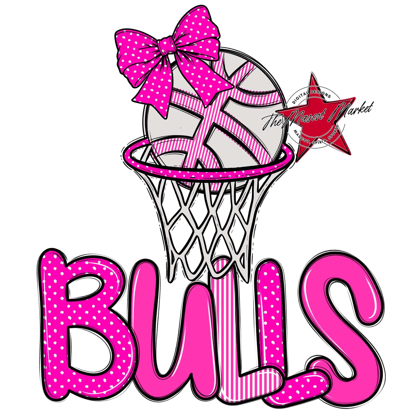 Bulls Basketball Spirit Design-Pink