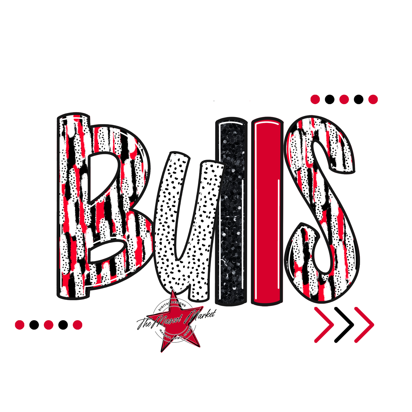 Bulls Brushstroke Alpha w Arrows-Red