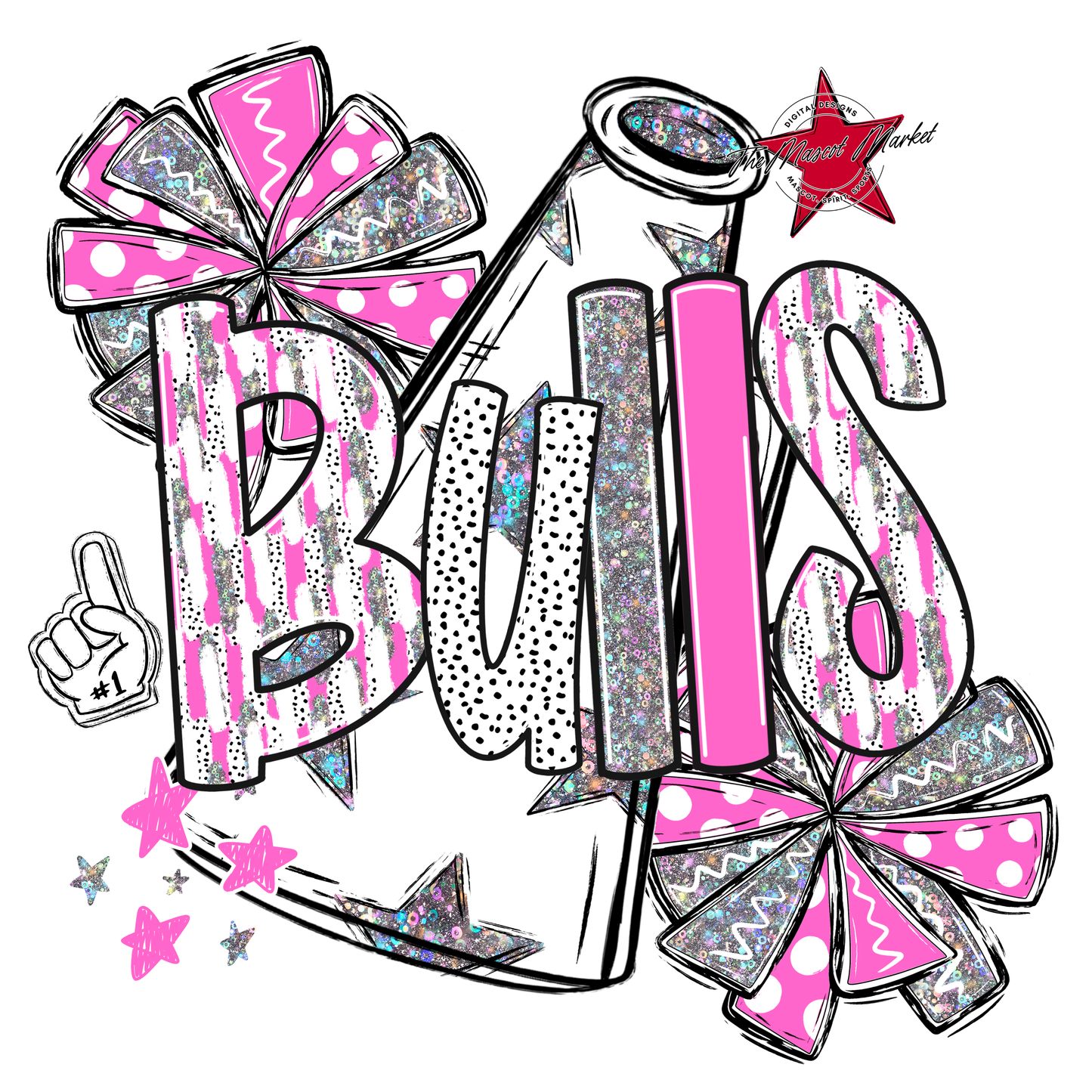 Bulls Cheer Megaphone Scrape-Baby Pink