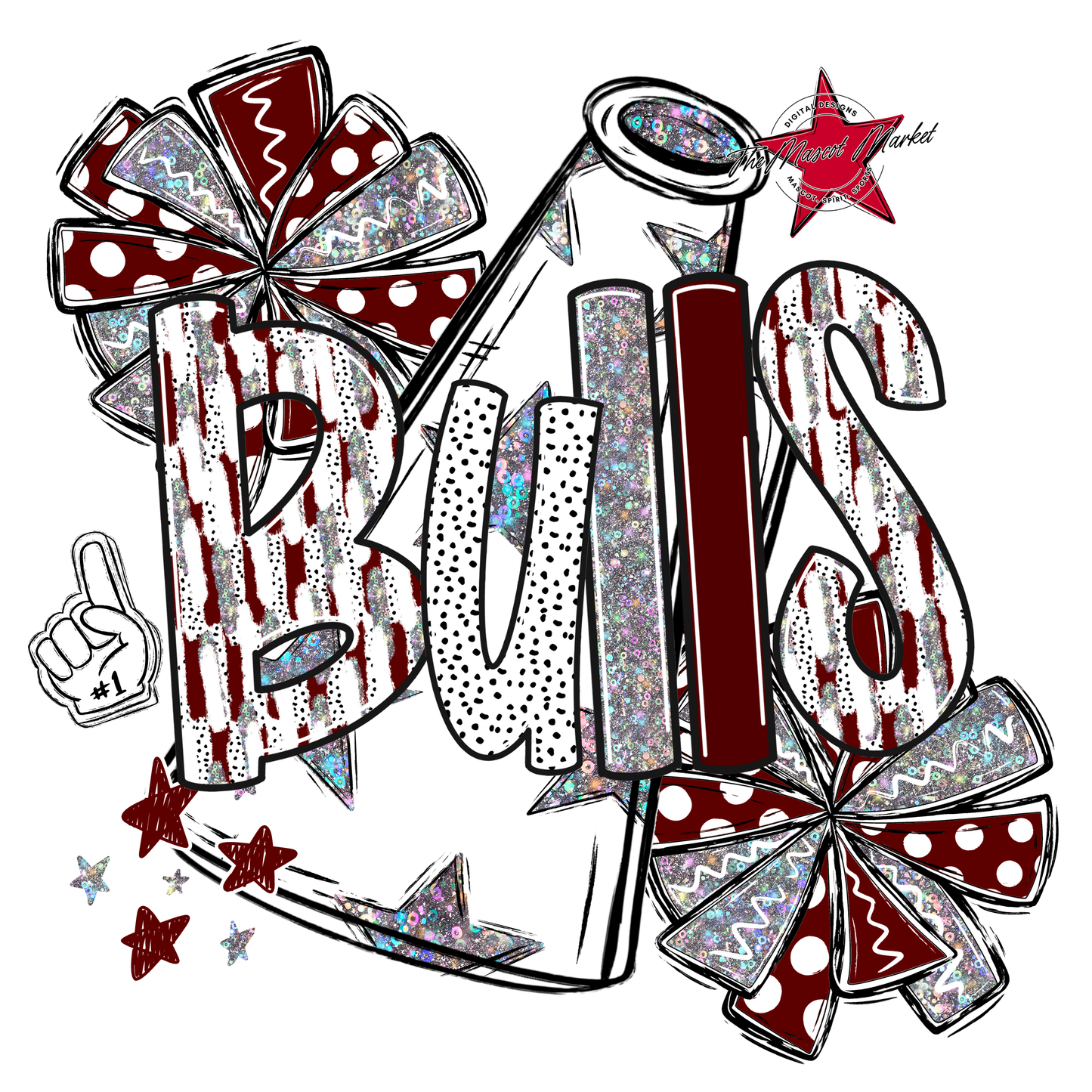Bulls Cheer Megaphone Scrape-Maroon