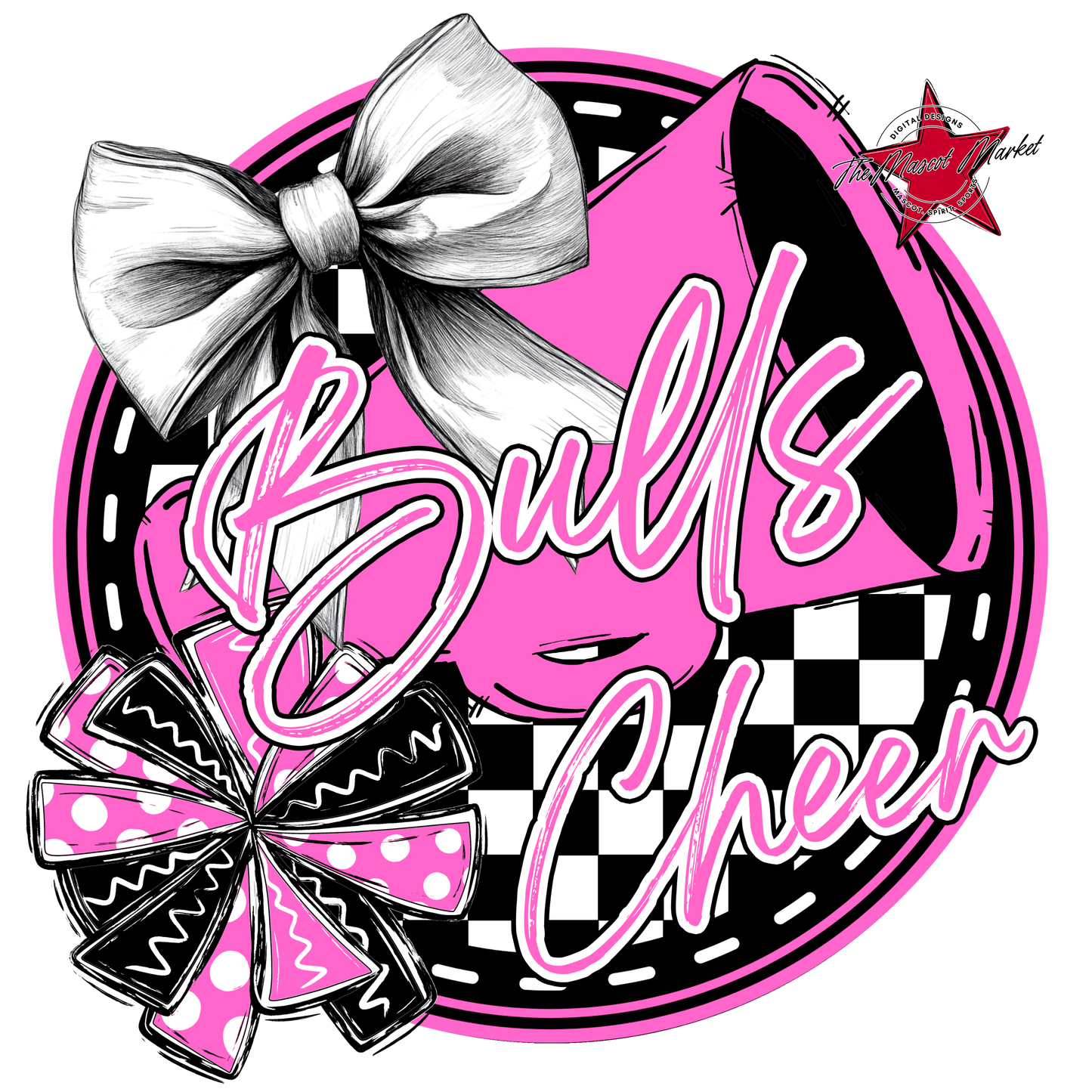 Bulls Circle Cheer Design-Baby Pink