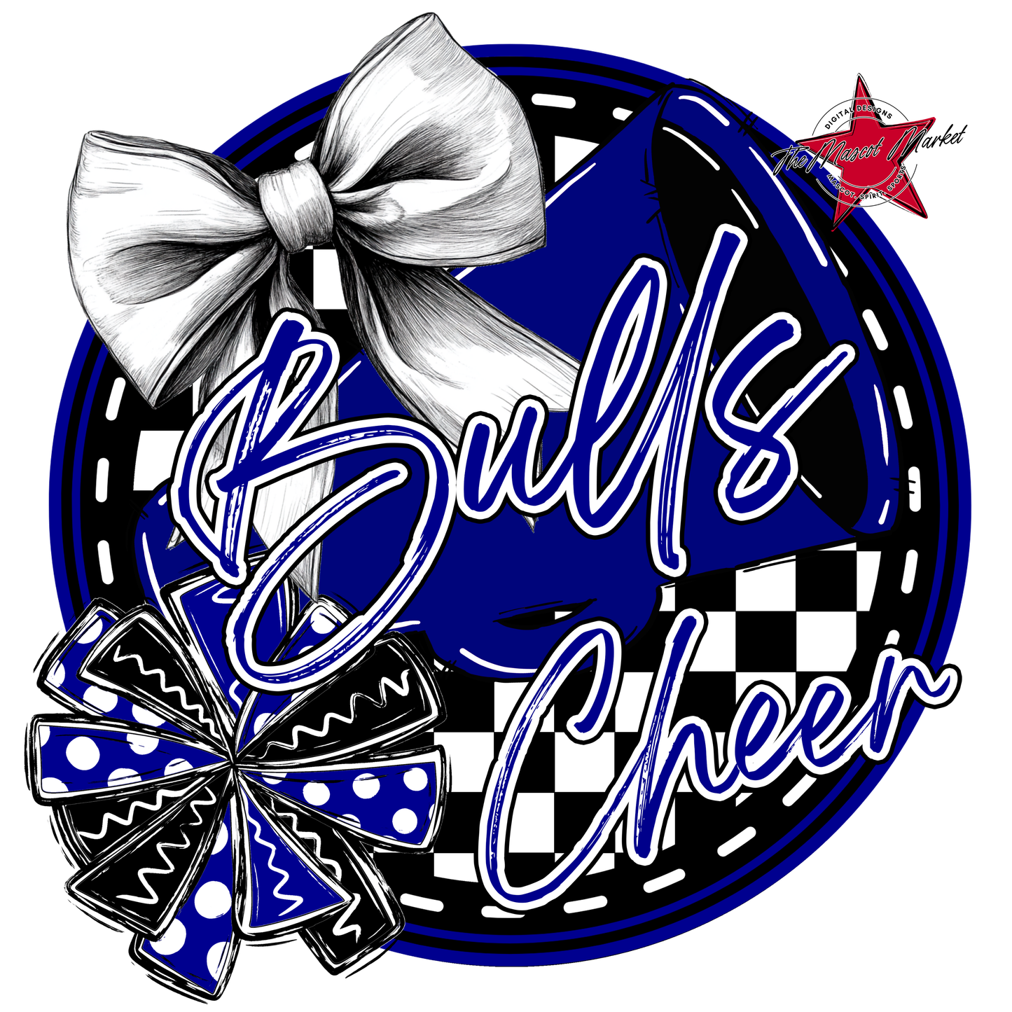 Bulls Circle Cheer Design-Blue