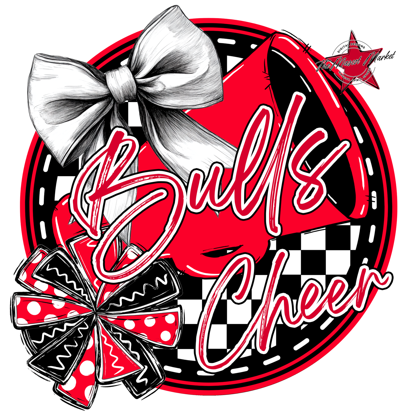 Bulls Circle Cheer Design-Red