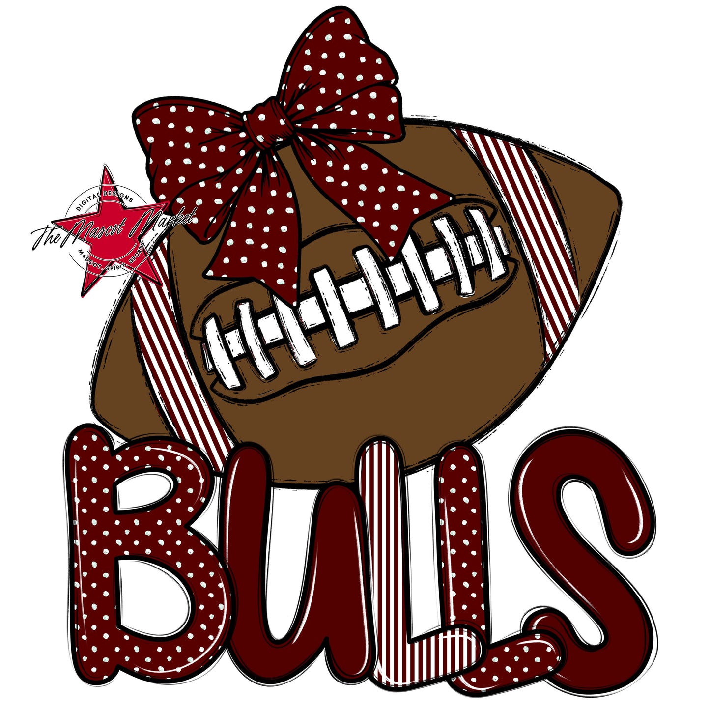 Bulls Football Spirit Design-Maroon