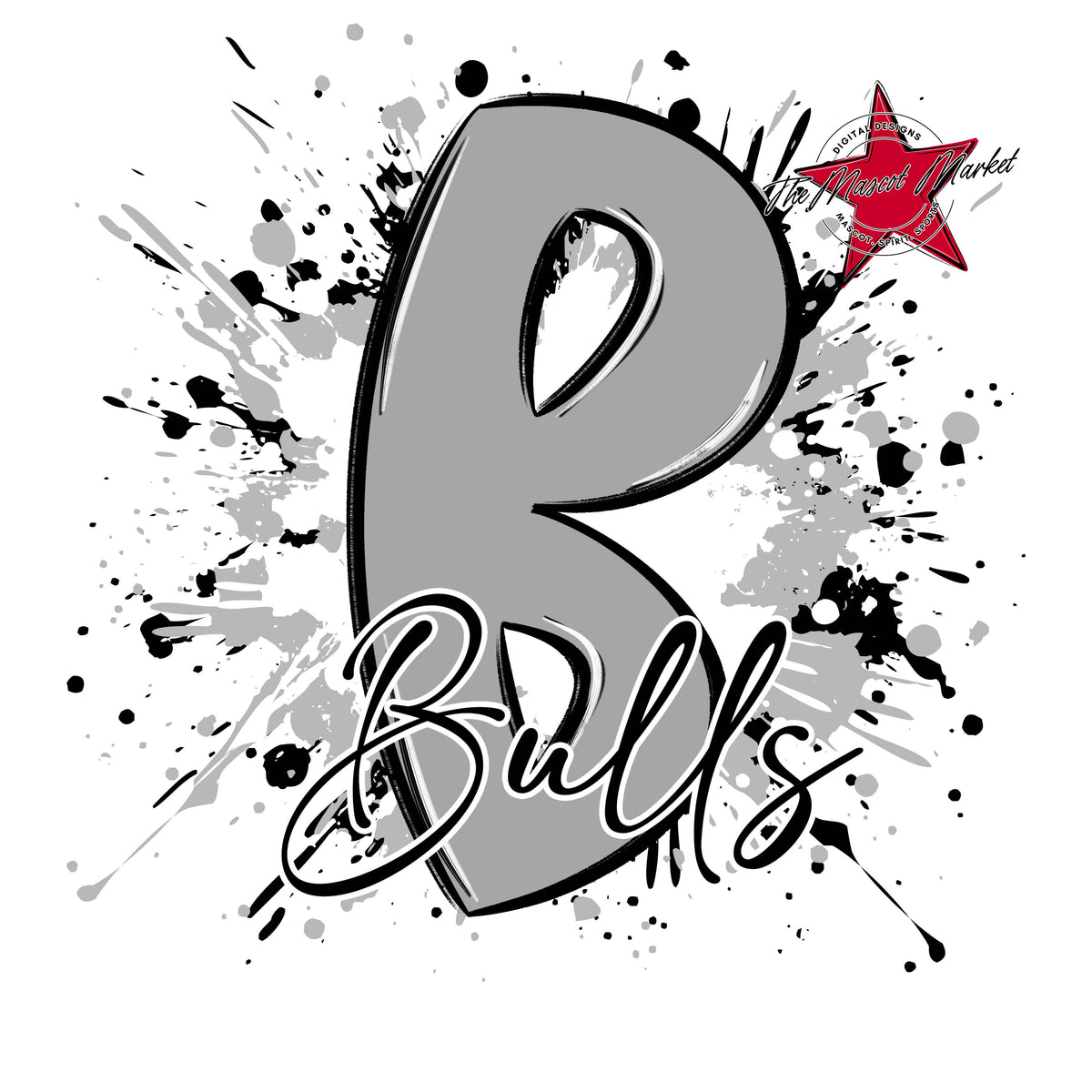 Bulls Mascot Splatter-Grey