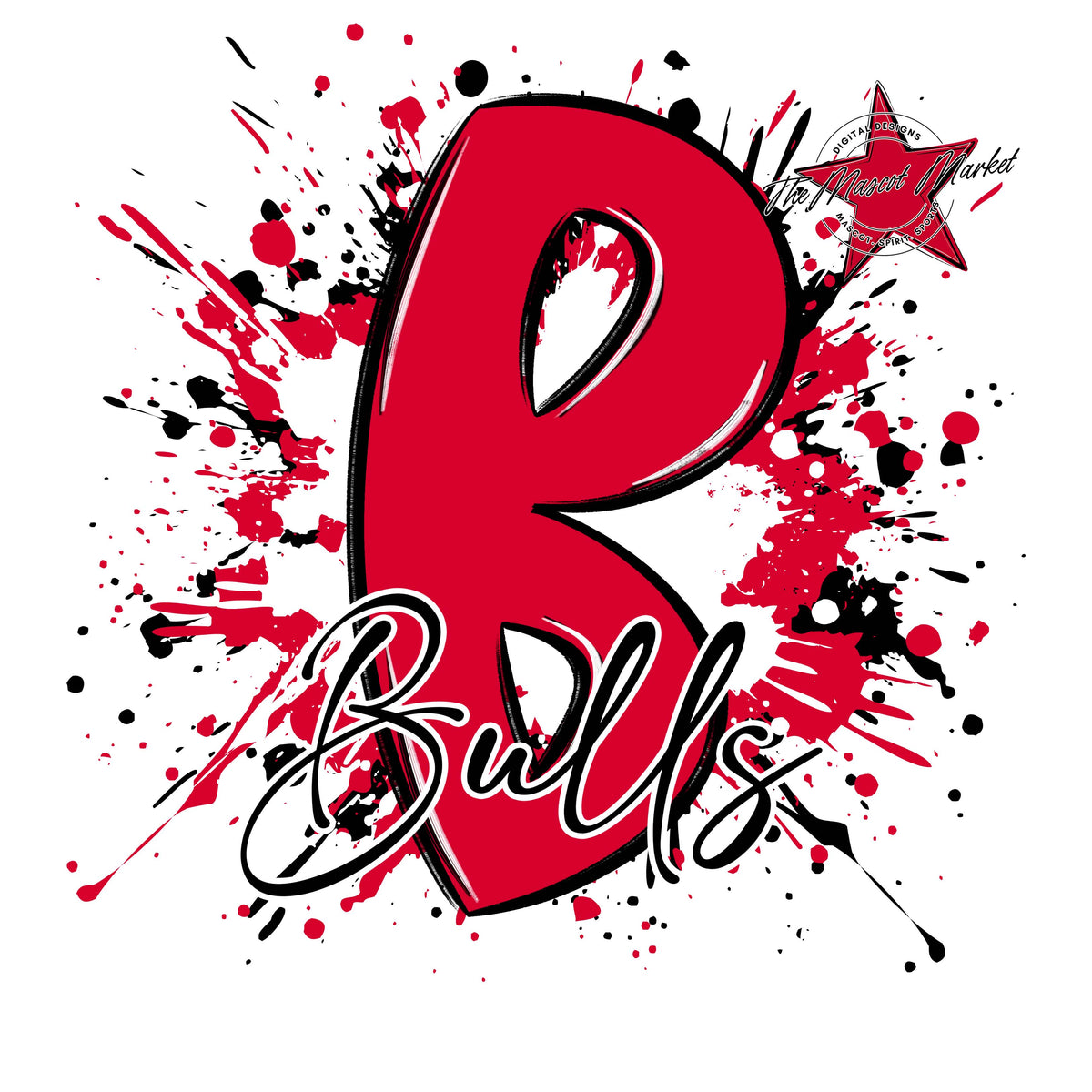 Bulls Mascot Splatter-Red
