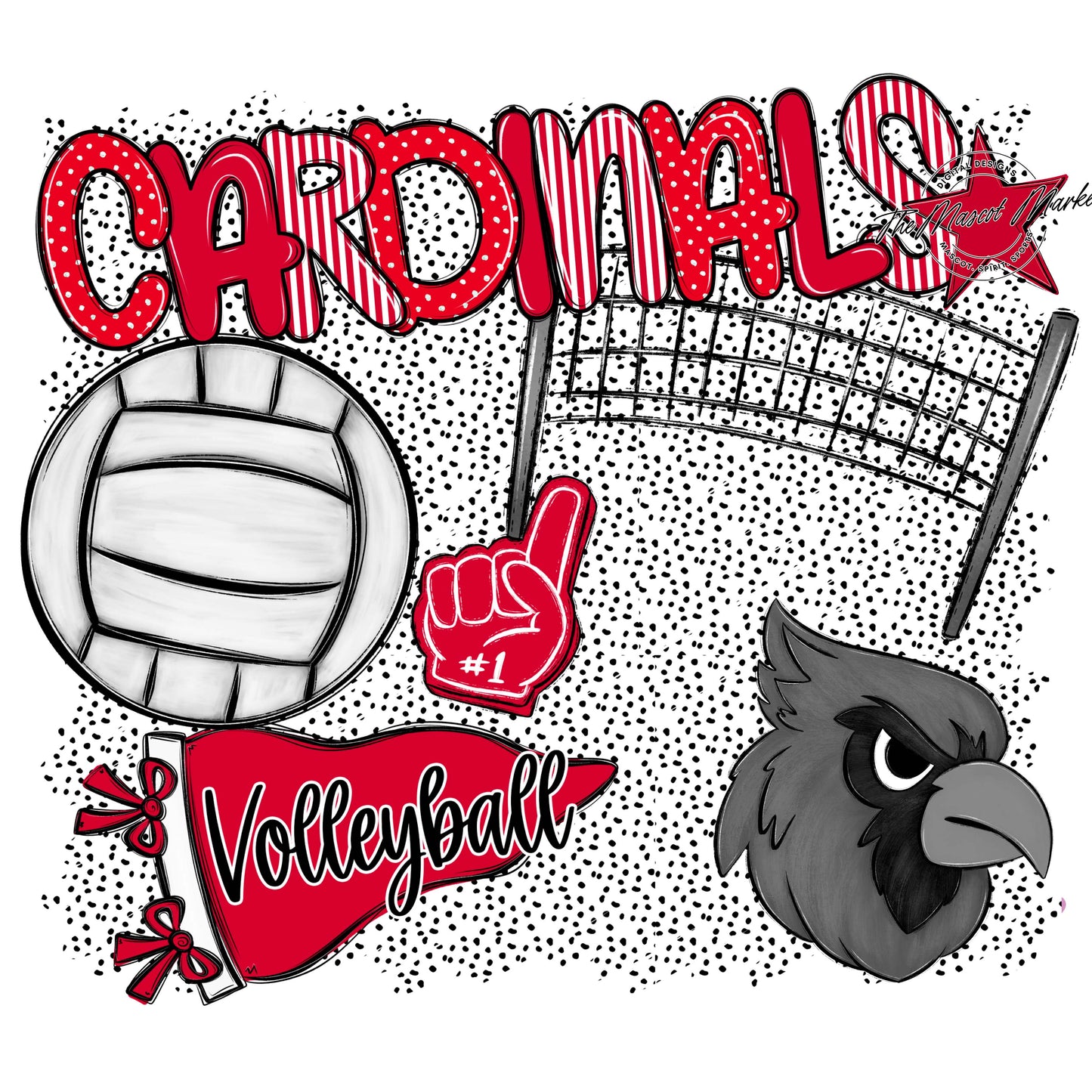 Cardinals Volleyball Spirit-Red