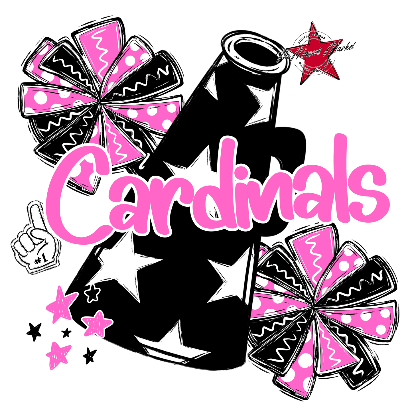 Cardinals Alpha Megaphone Design-Baby Pink