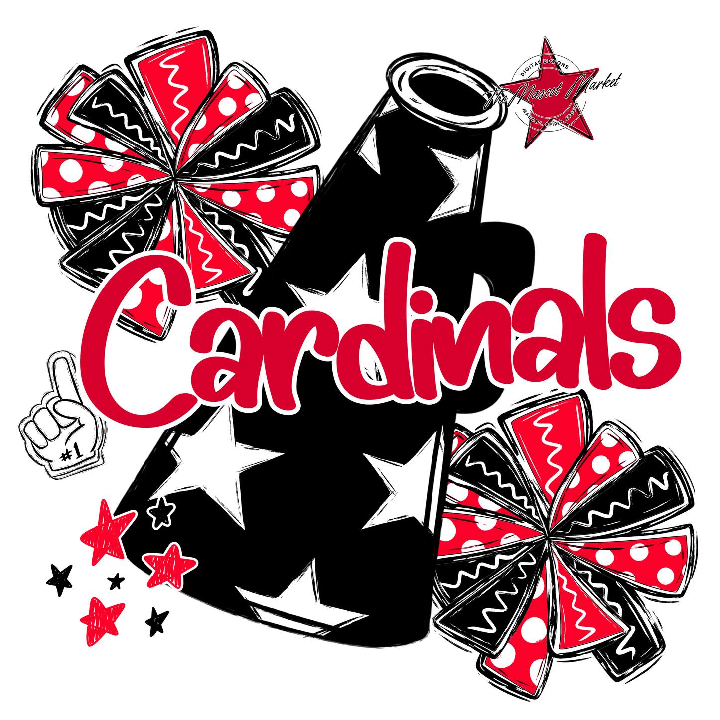 Cardinals Alpha Megaphone Design-Red