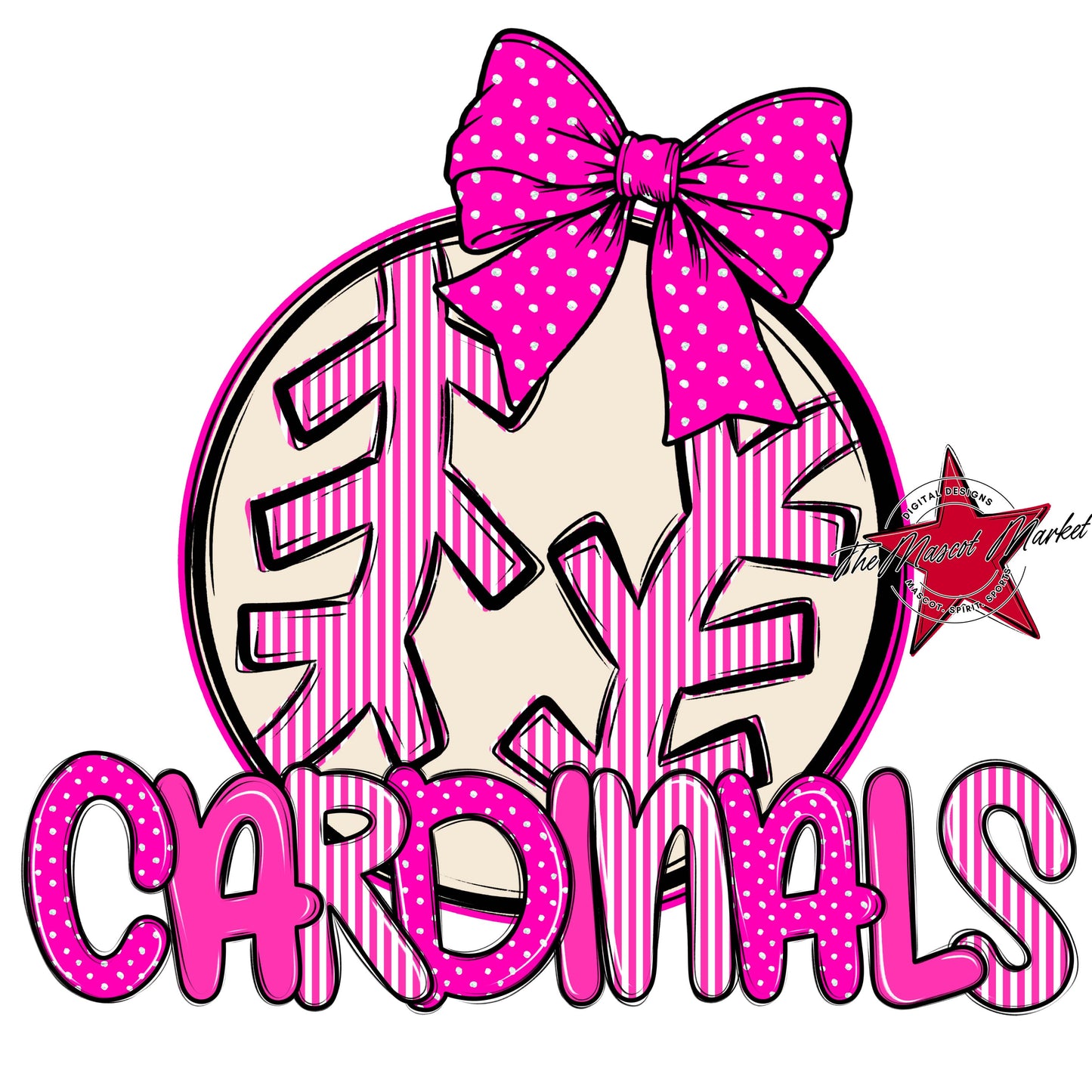 Cardinals Baseball-Softball Spirit Design-Pink