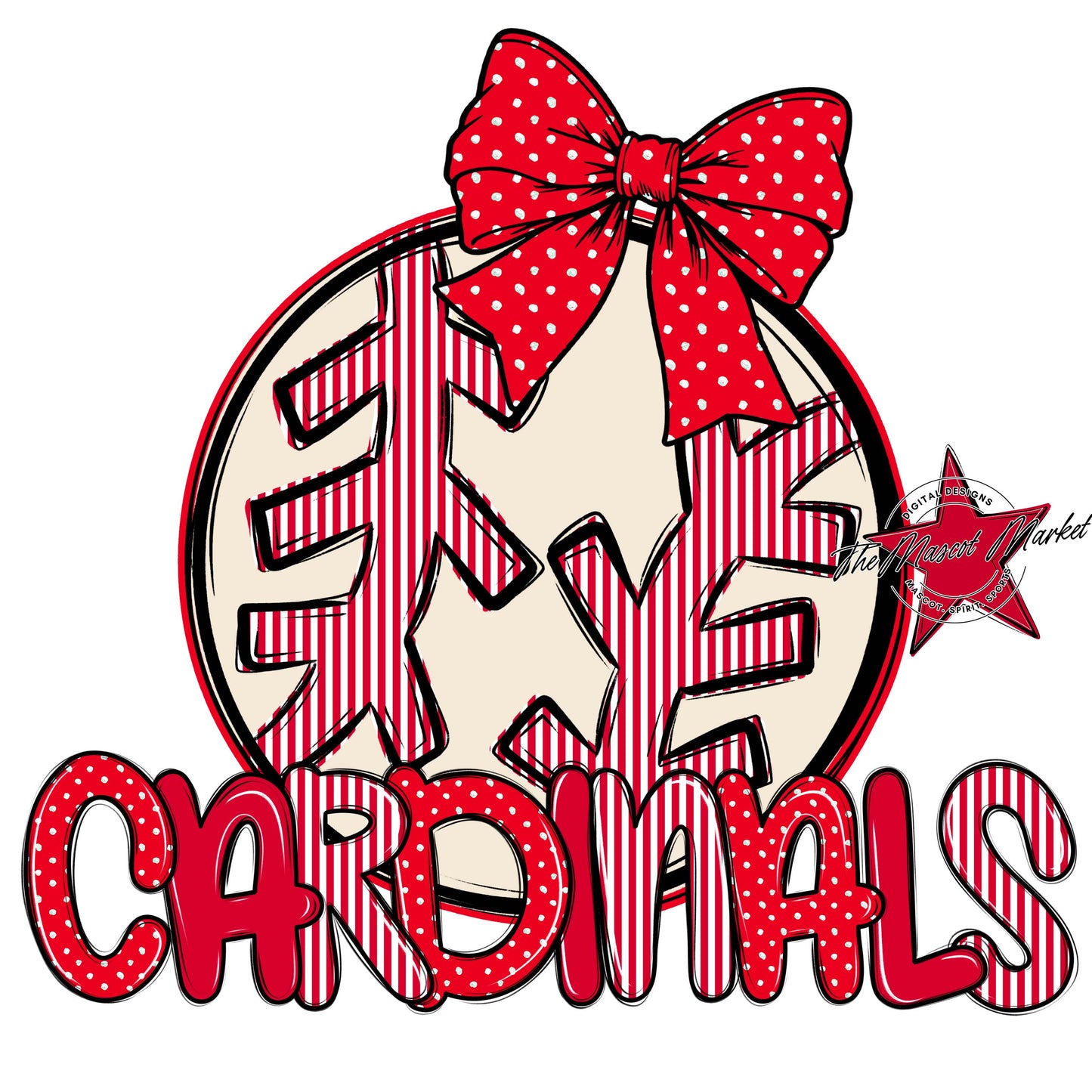 Cardinals Baseball-Softball Spirit Design-Red