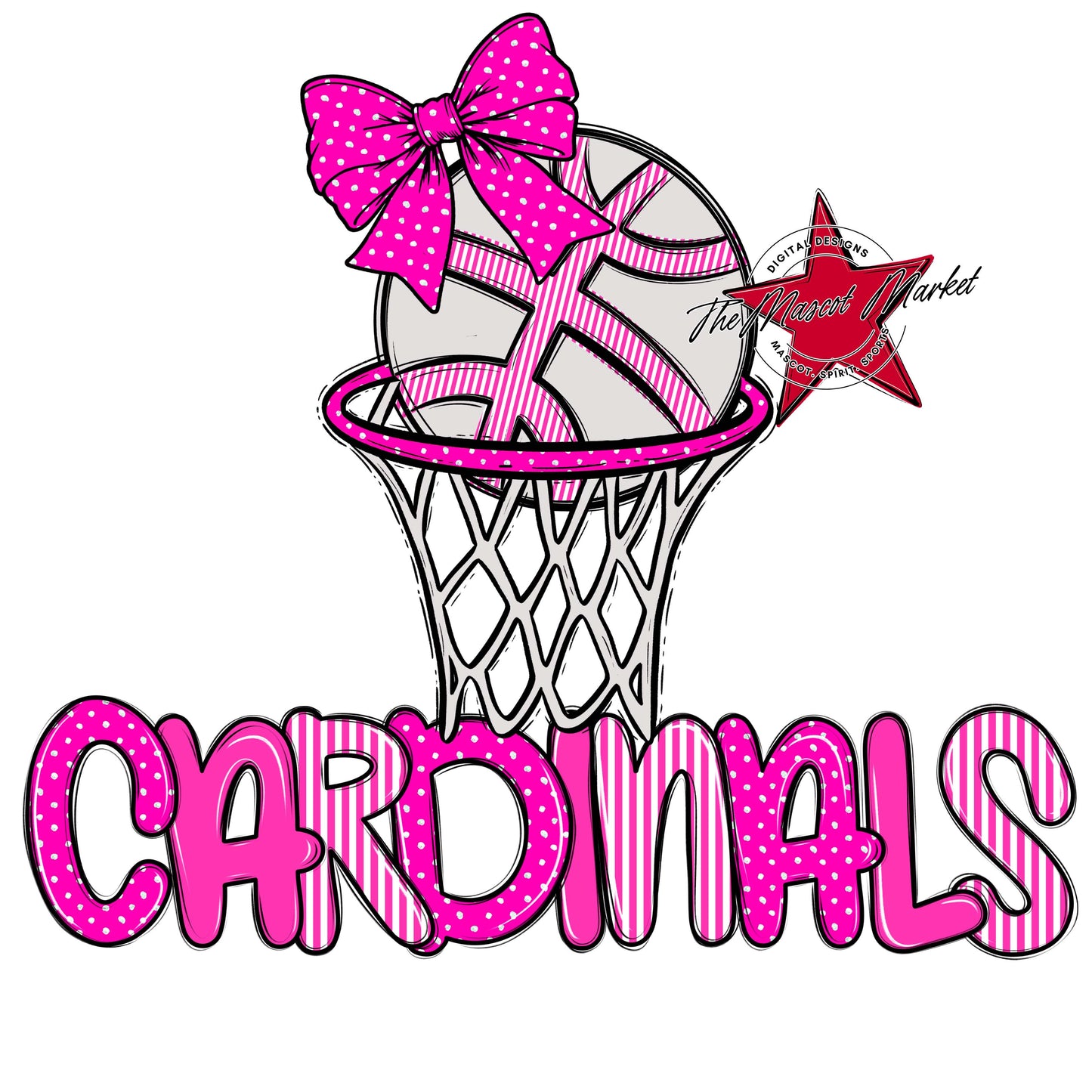 Cardinals Basketball Spirit Design-Pink