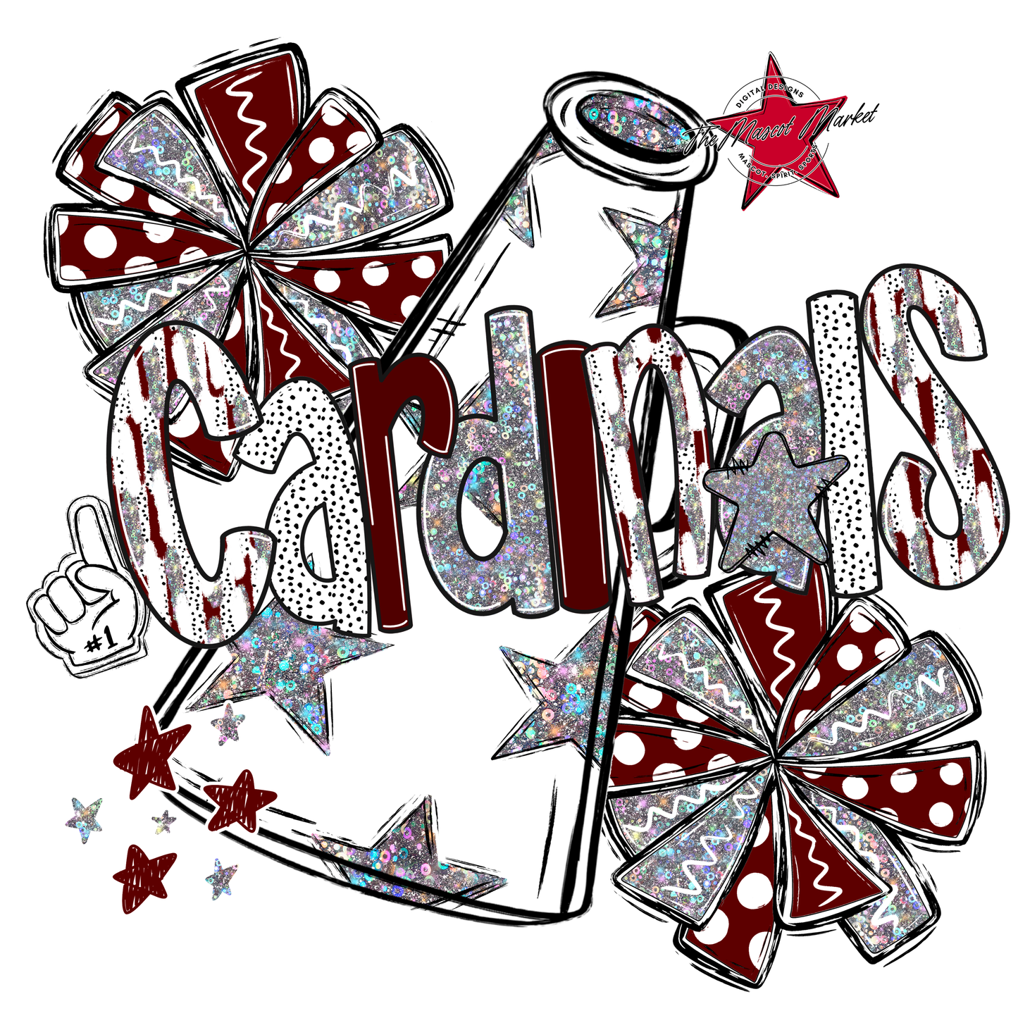 Cardinals Cheer Megaphone Scrape-Maroon