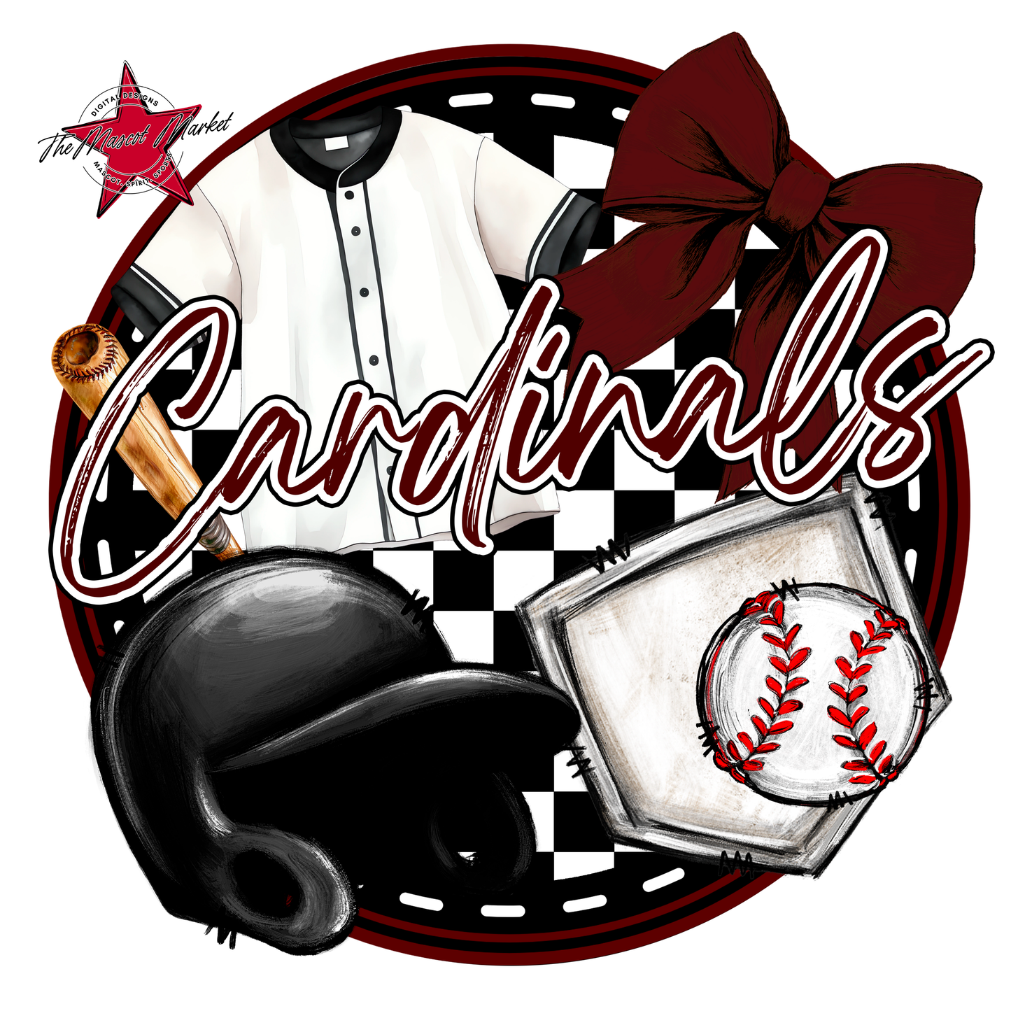 Cardinals Circle Baseball Design-Maroon
