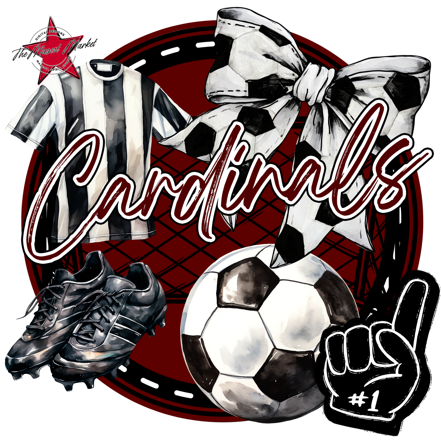 Cardinals Circle Soccer Design-Maroon