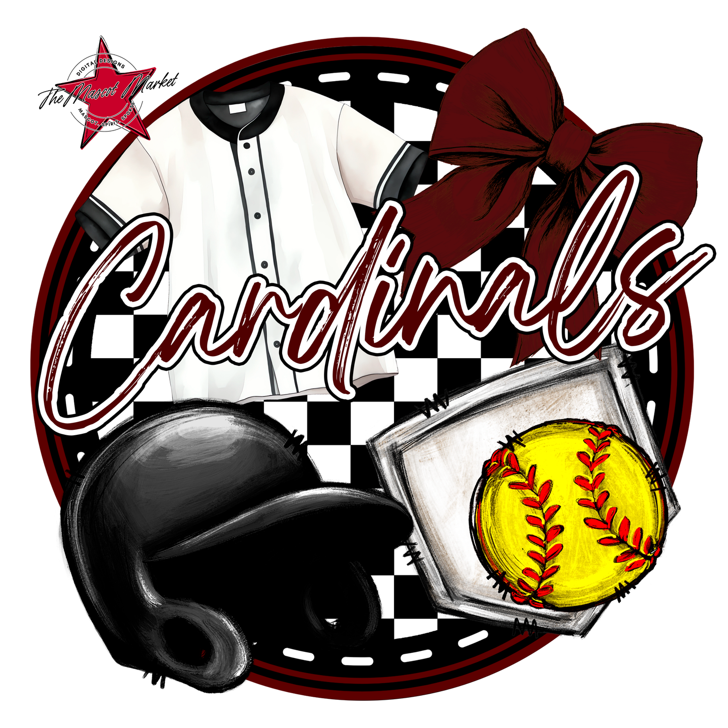 Cardinals Circle Softball Design-Maroon