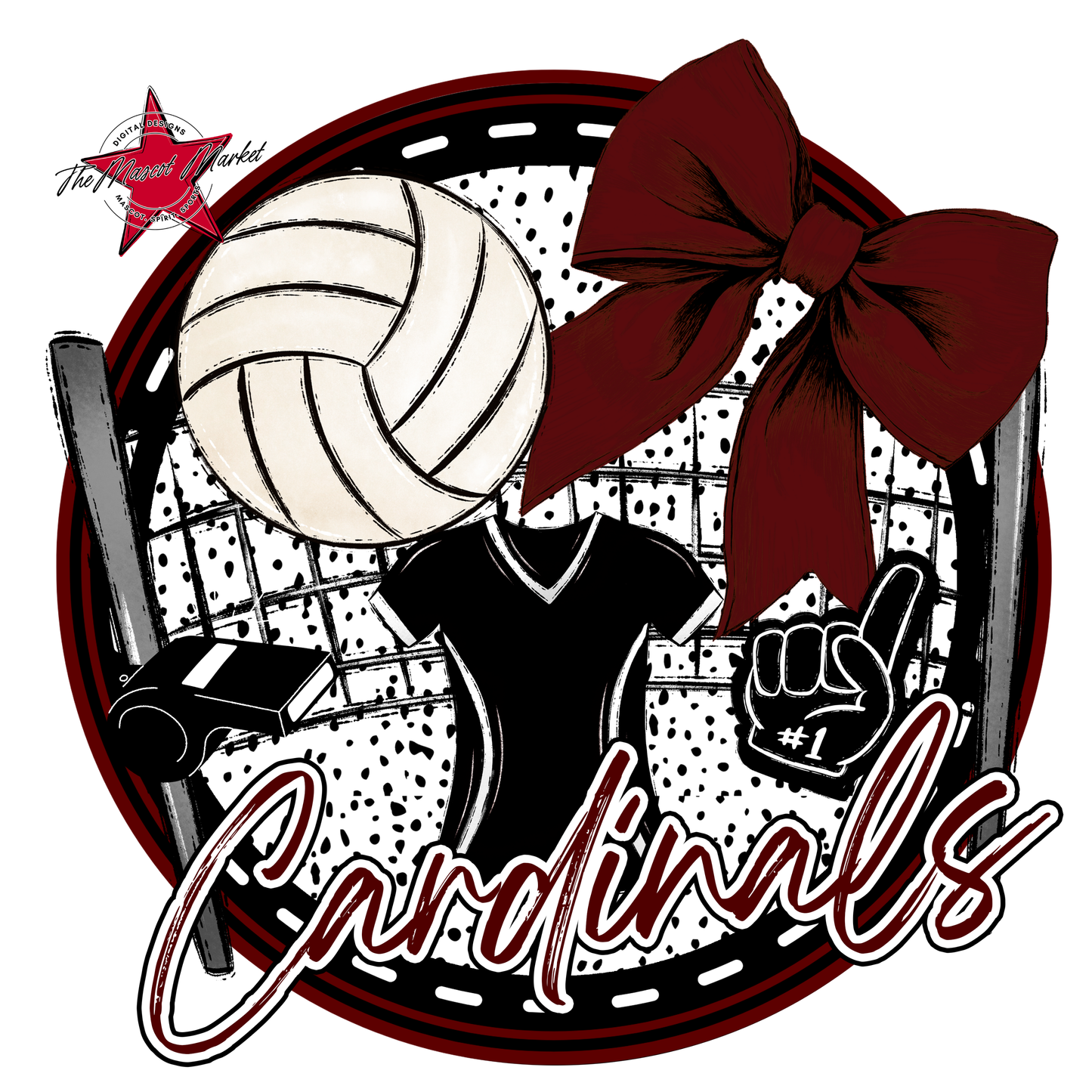 Cardinals Circle Volleyball Design-Maroon