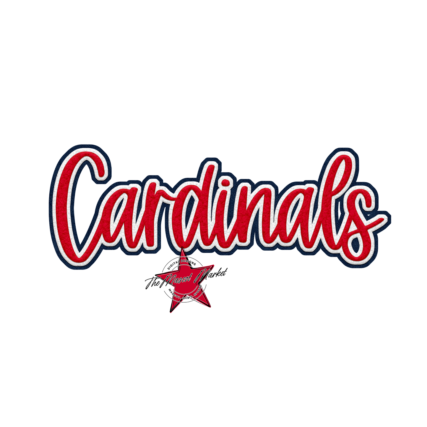 Cardinals Faux Chenille Patch-Navy-Red