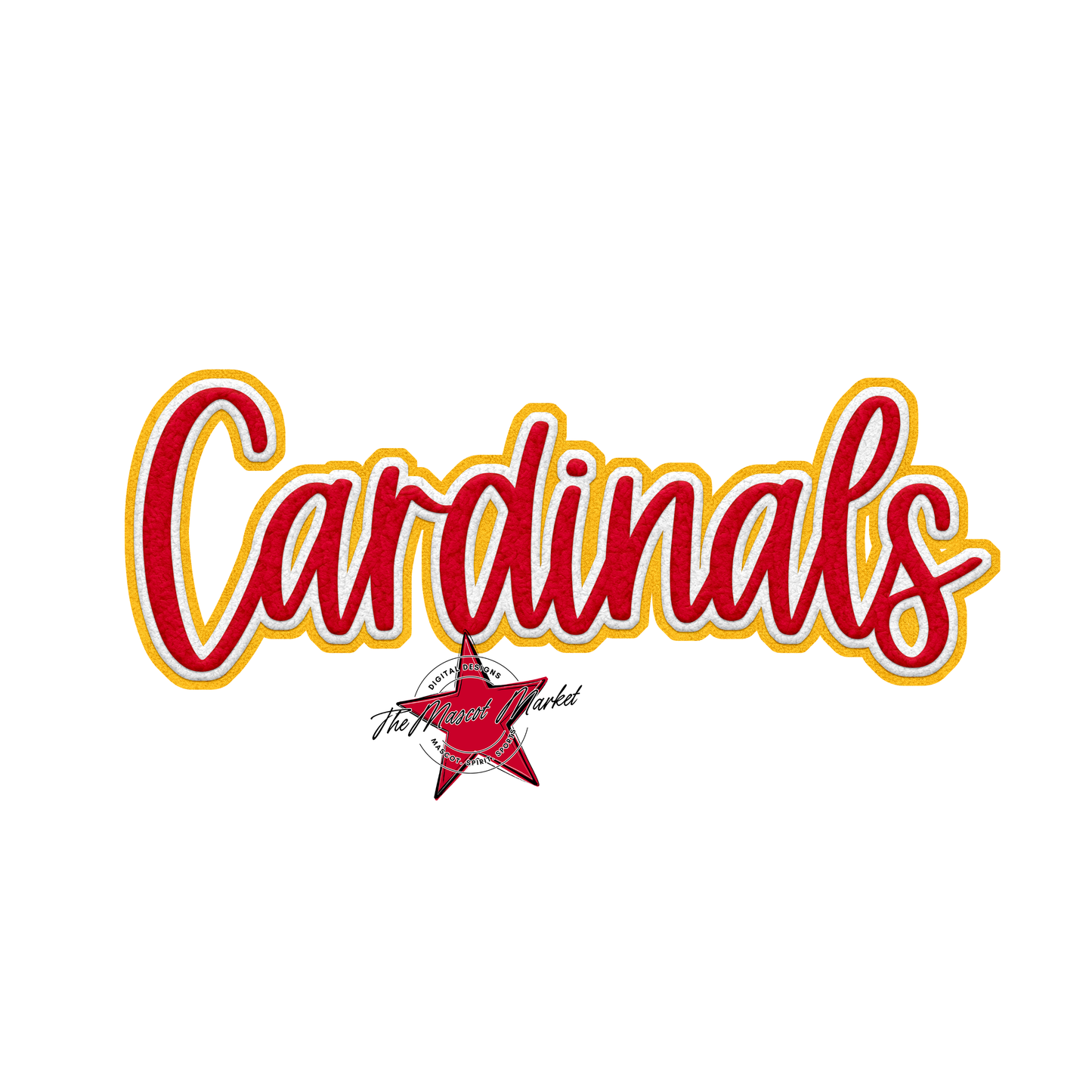 Cardinals Faux Chenille Patch-Red-Yellow