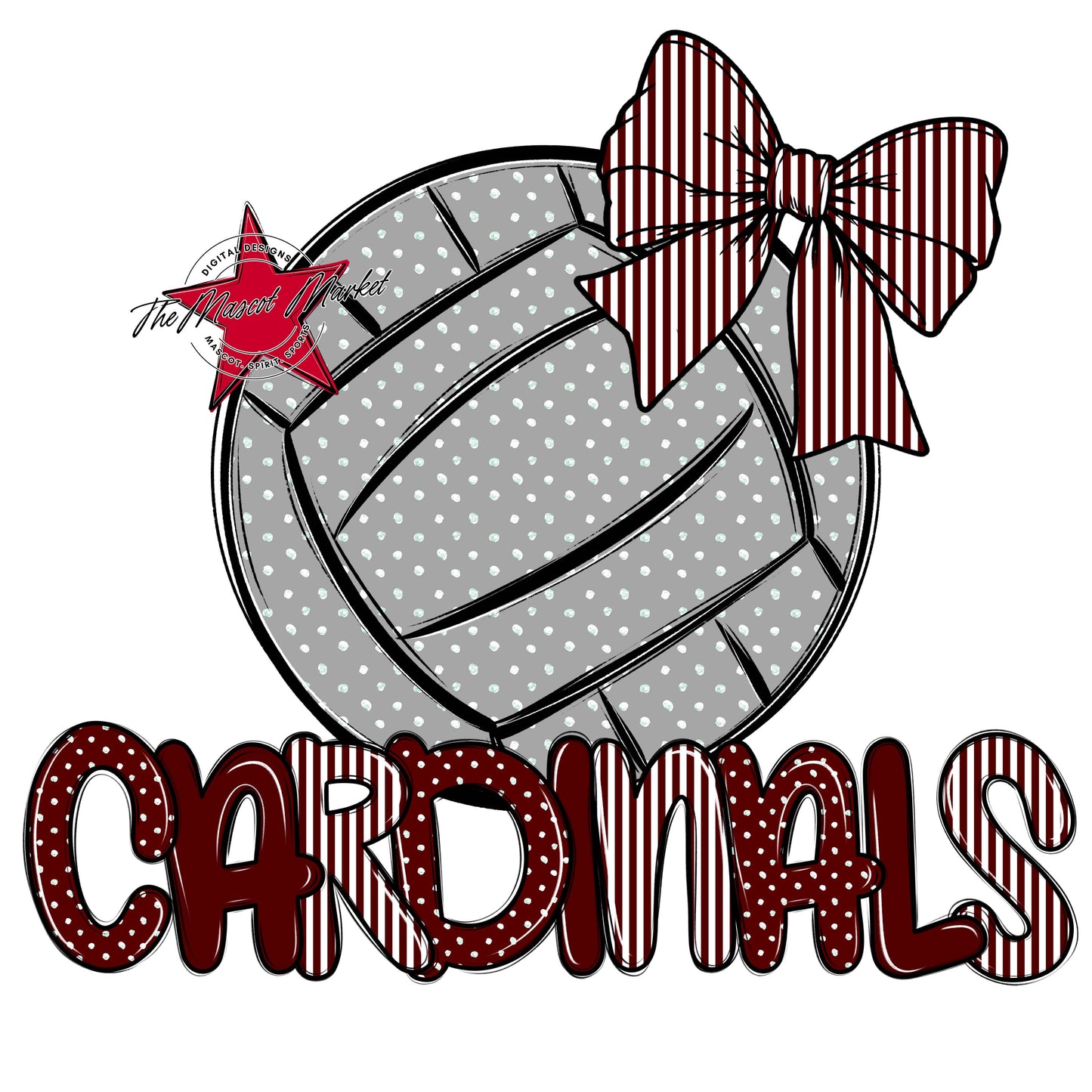 Cardinals Volleyball Spirit Design-Maroon