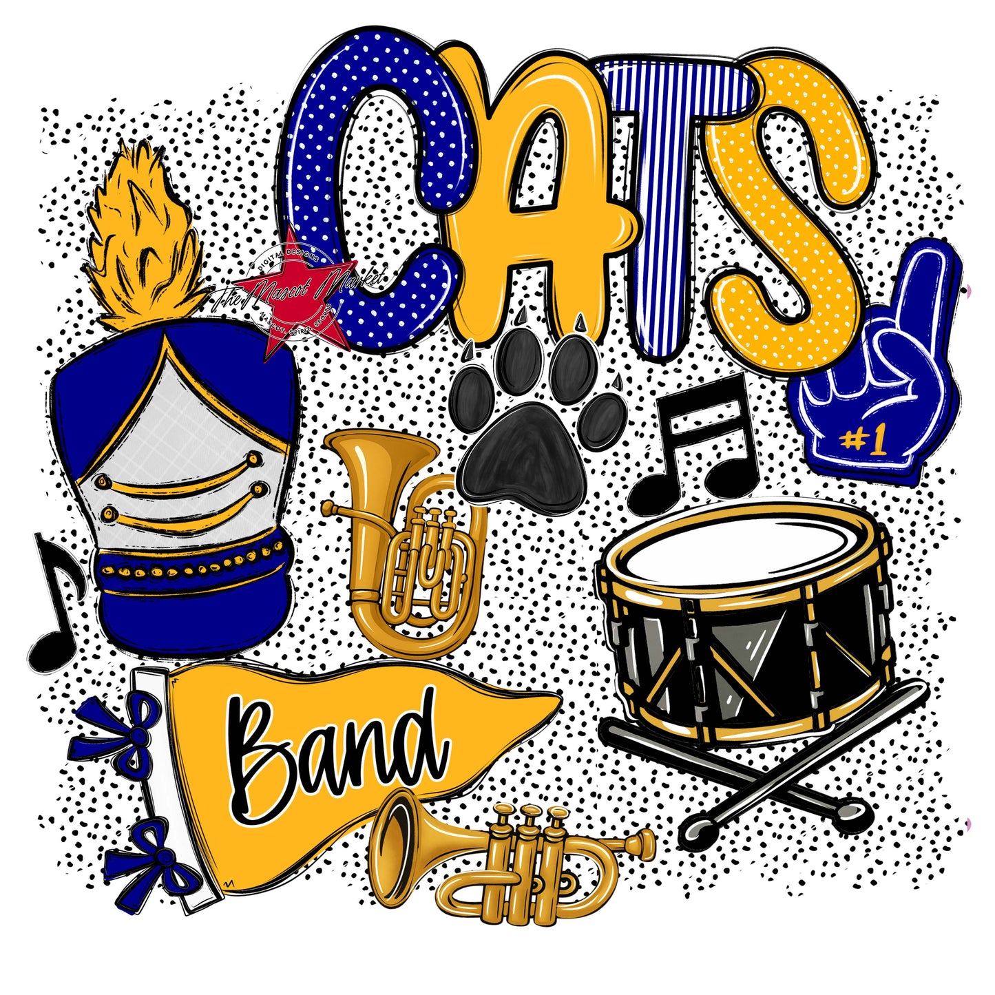 Cats Band Spirit-Blue & Yellow