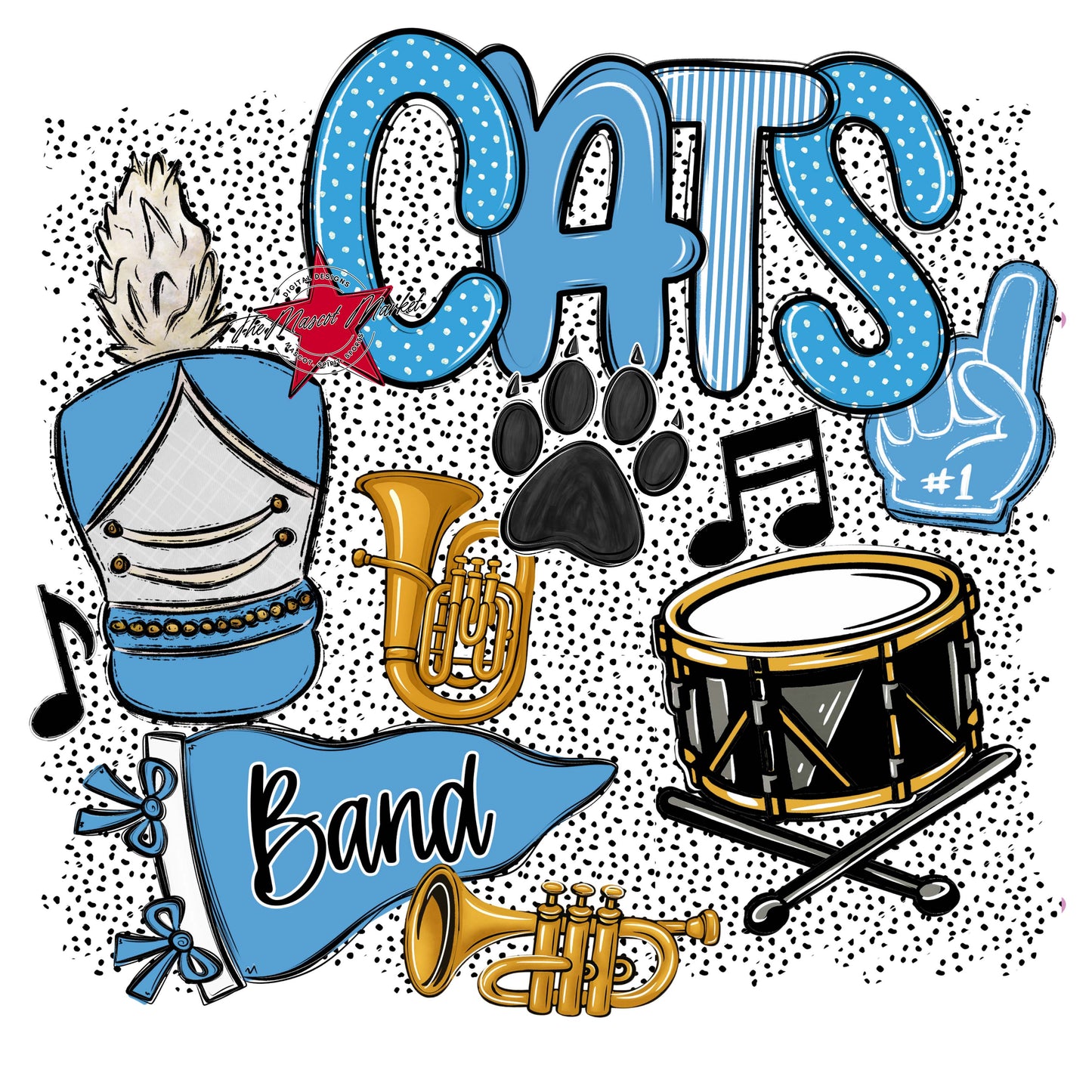 Cats Band Spirit-Carolina Blue