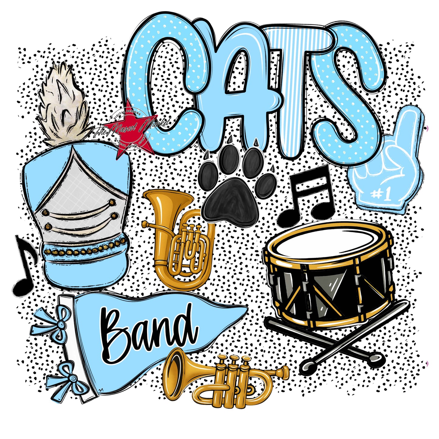 Cats Band Spirit-Columbia Blue