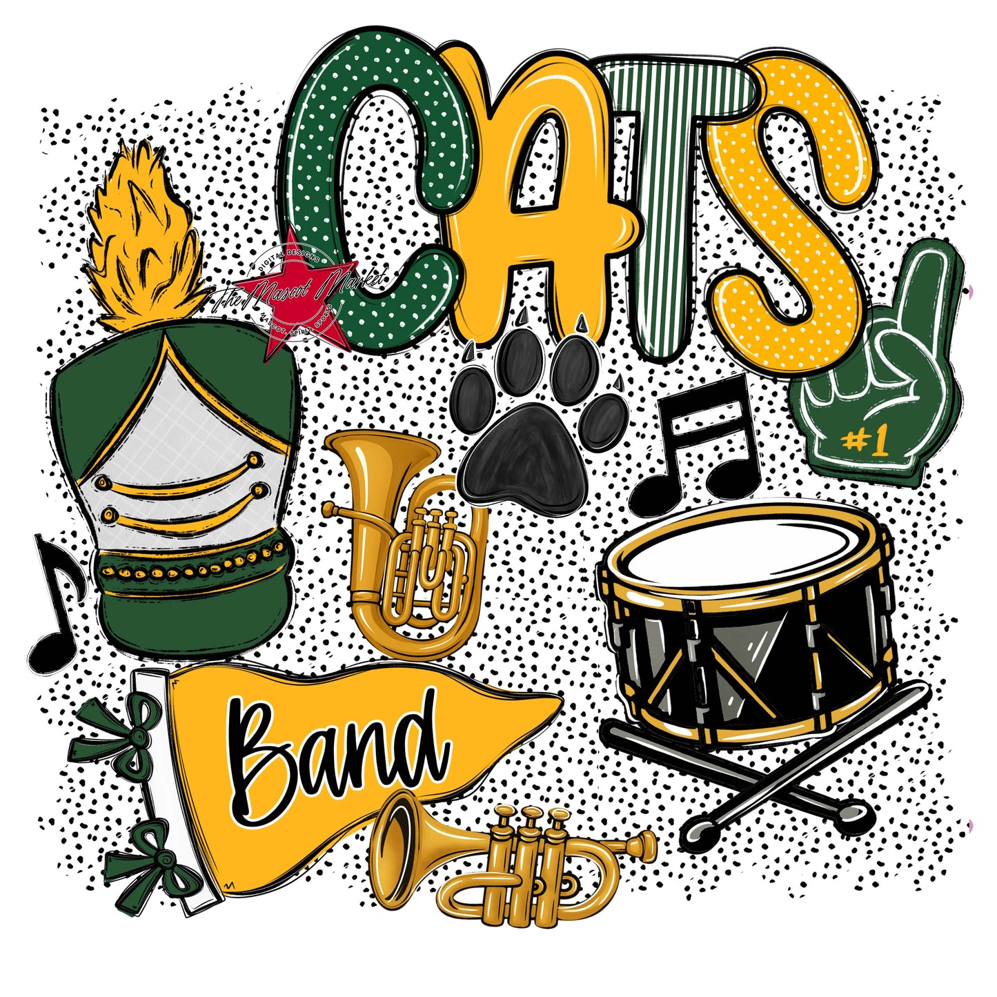 Cats Band Spirit-Green & Yellow