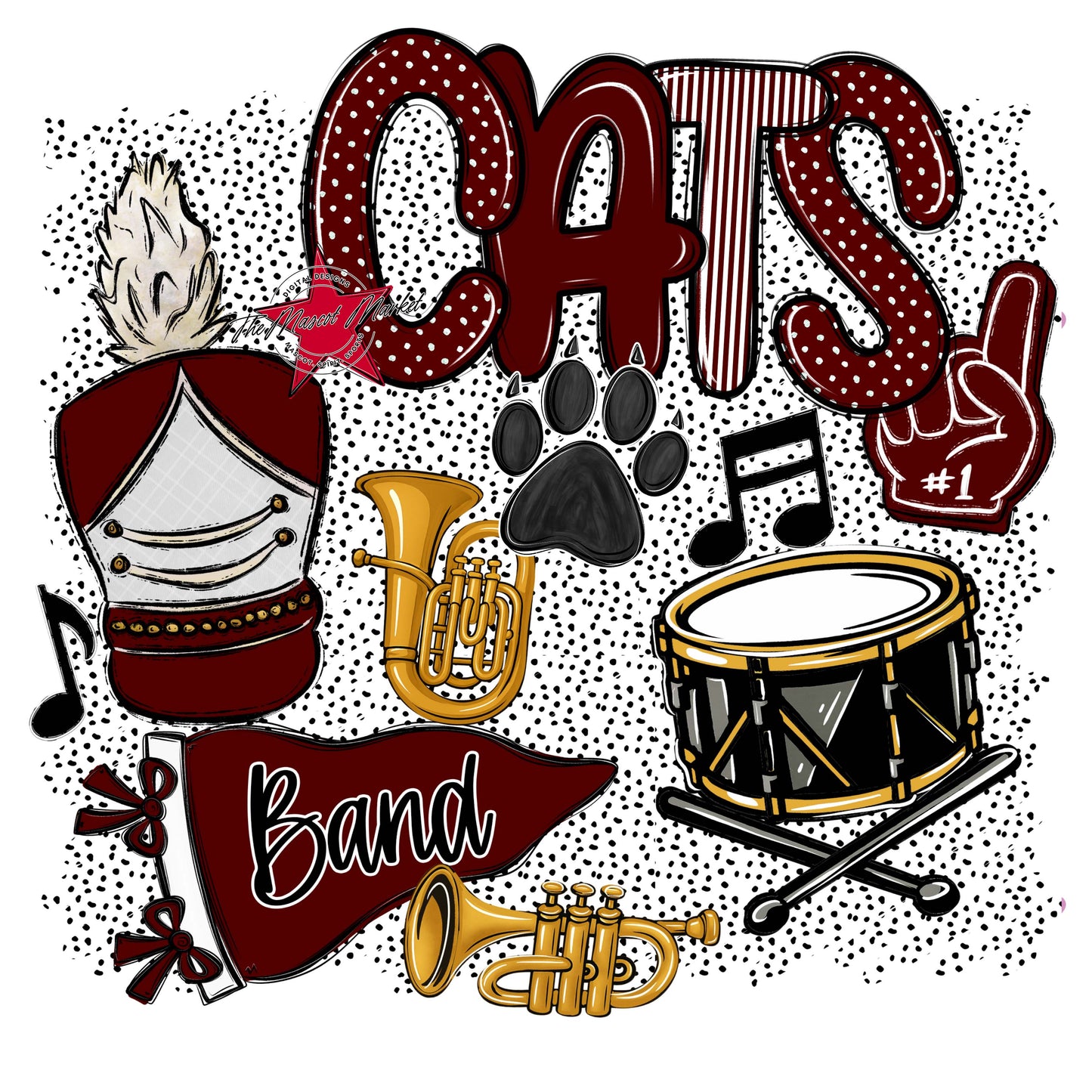Cats Band Spirit-Maroon