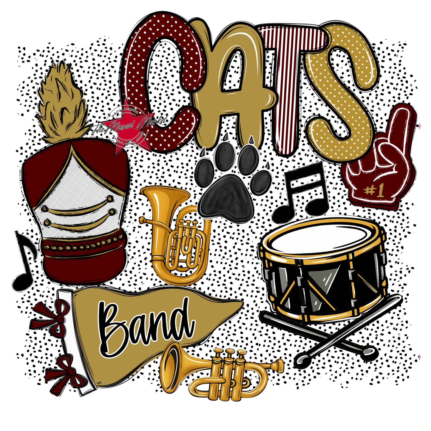 Cats Band Spirit-Maroon & Gold