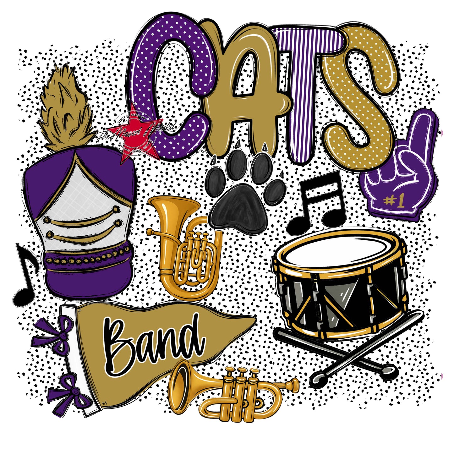 Cats Band Spirit-Purple & Gold