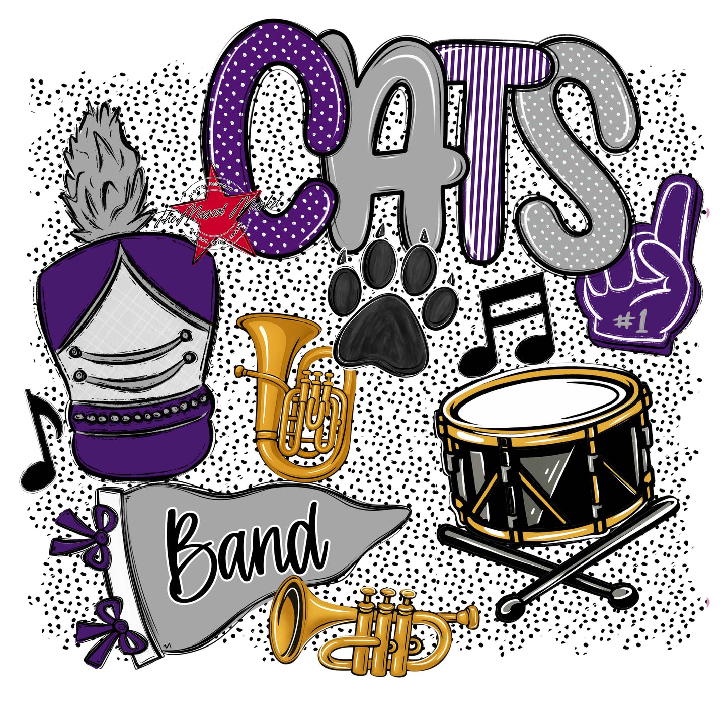 Cats Band Spirit-Purple & Grey