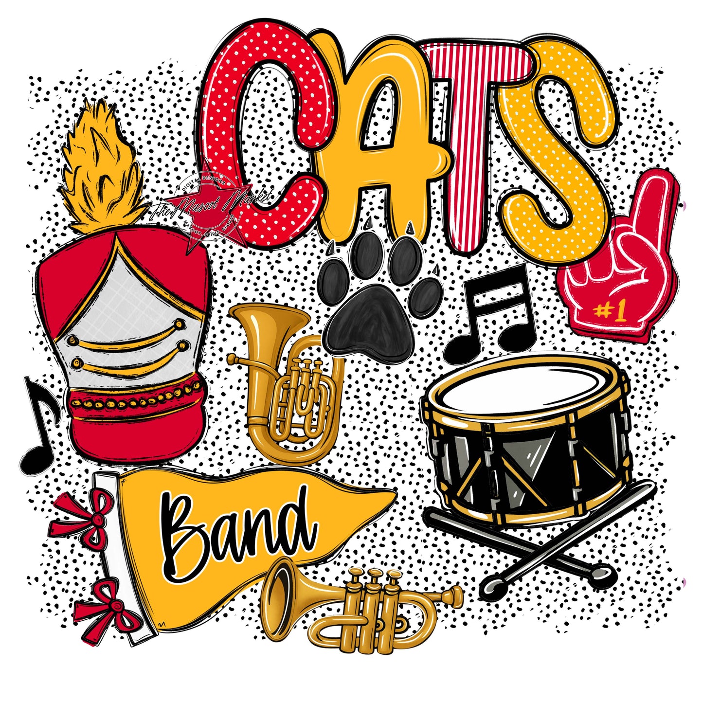 Cats Band Spirit-Red & Yellow