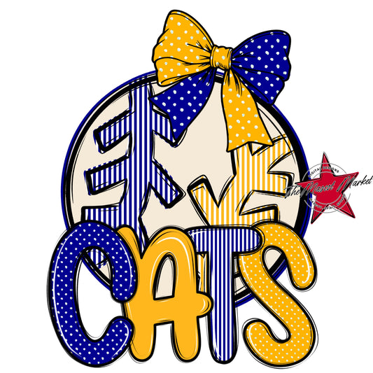 Cats Baseball-Softball Spirit Design-Blue & Yellow