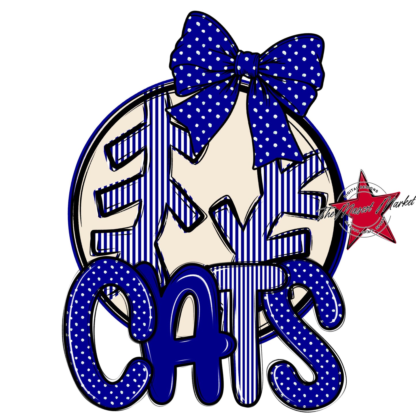 Cats Baseball-Softball Spirit Design-Blue