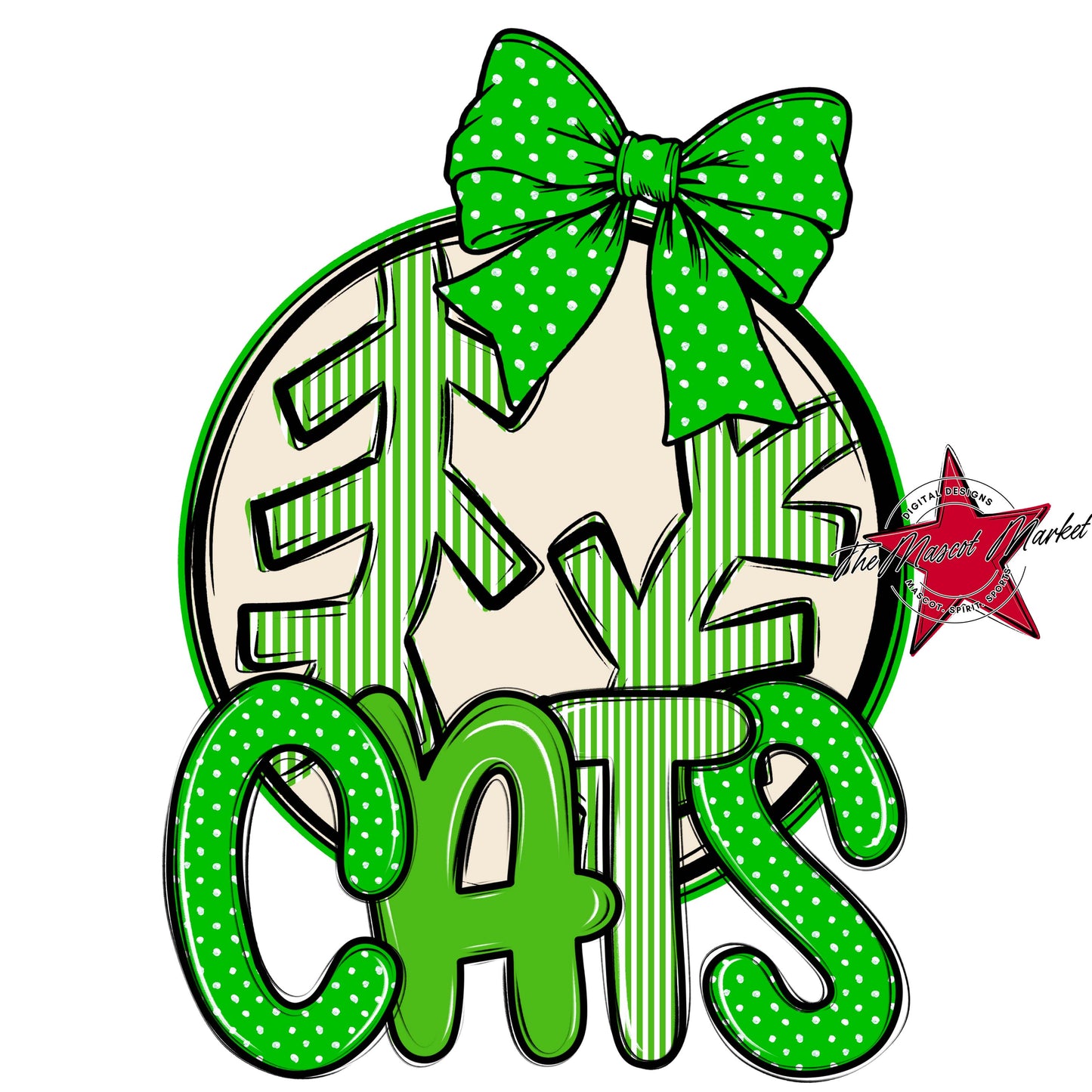 Cats Baseball-Softball Spirit Design-Bright Green