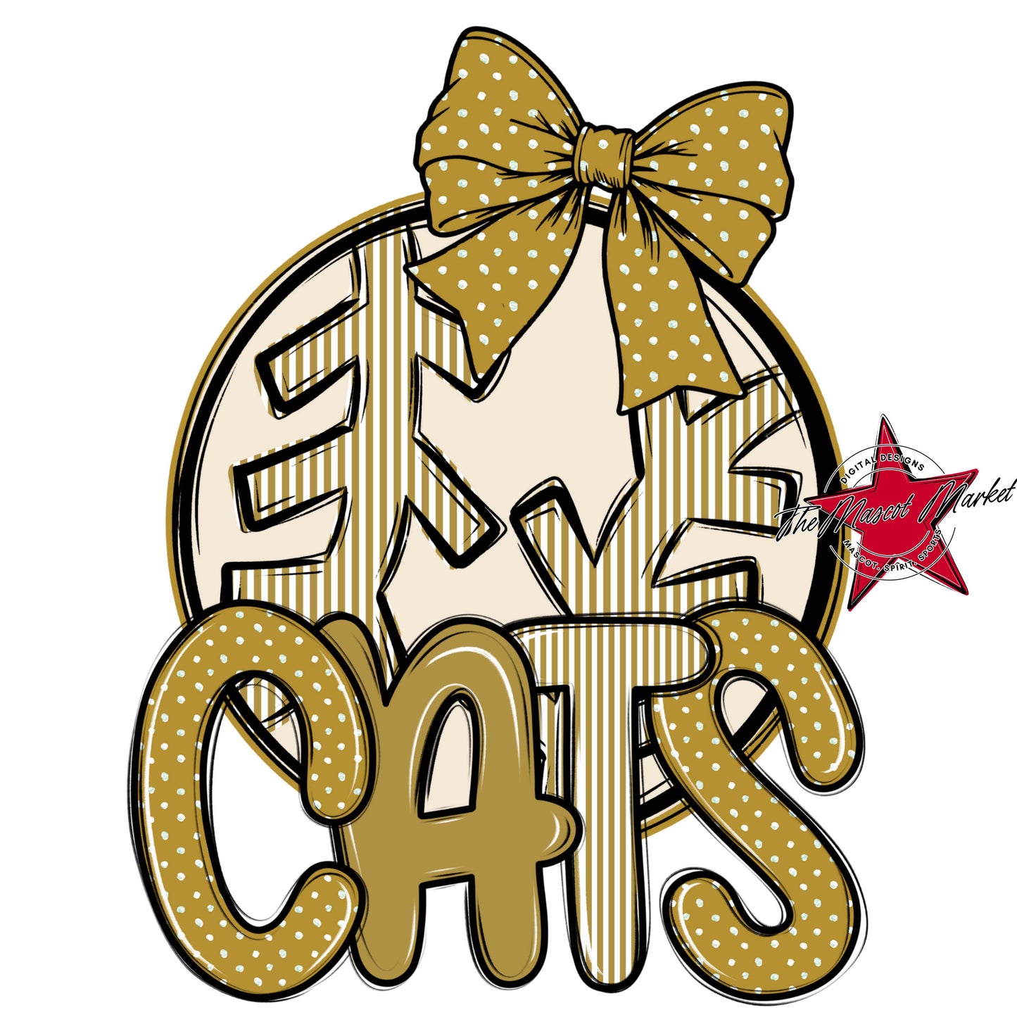 Cats Baseball-Softball Spirit Design-Gold