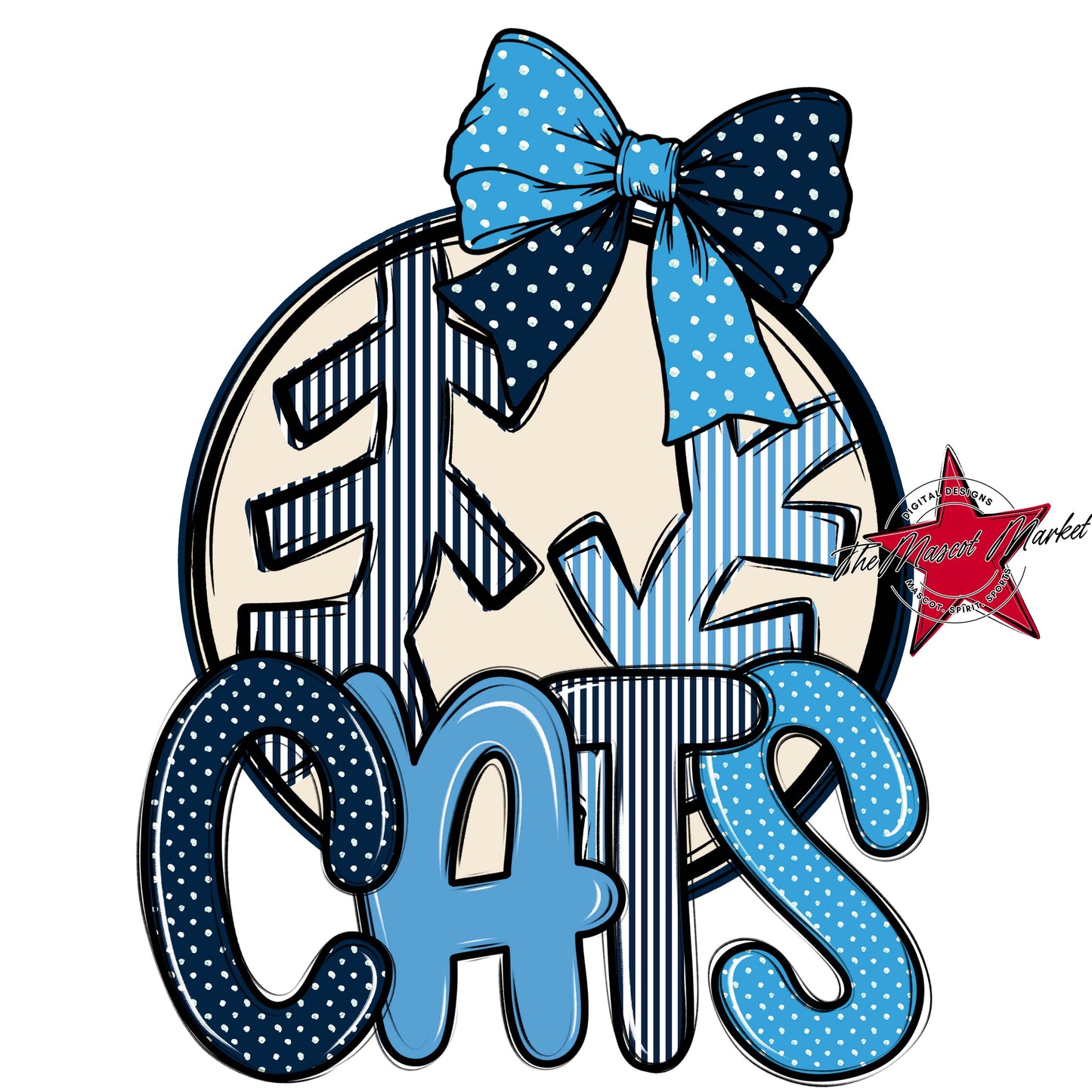 Cats Baseball-Softball Spirit Design-Navy & Carolina Blue