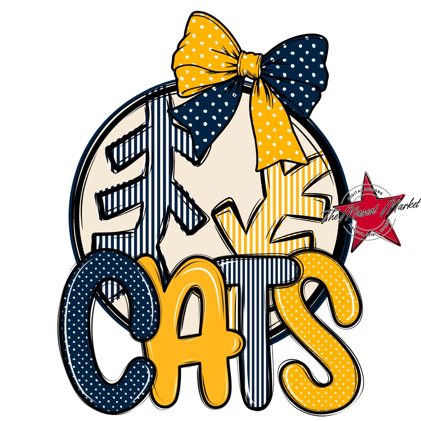 Cats Baseball-Softball Spirit Design-Navy & Yellow